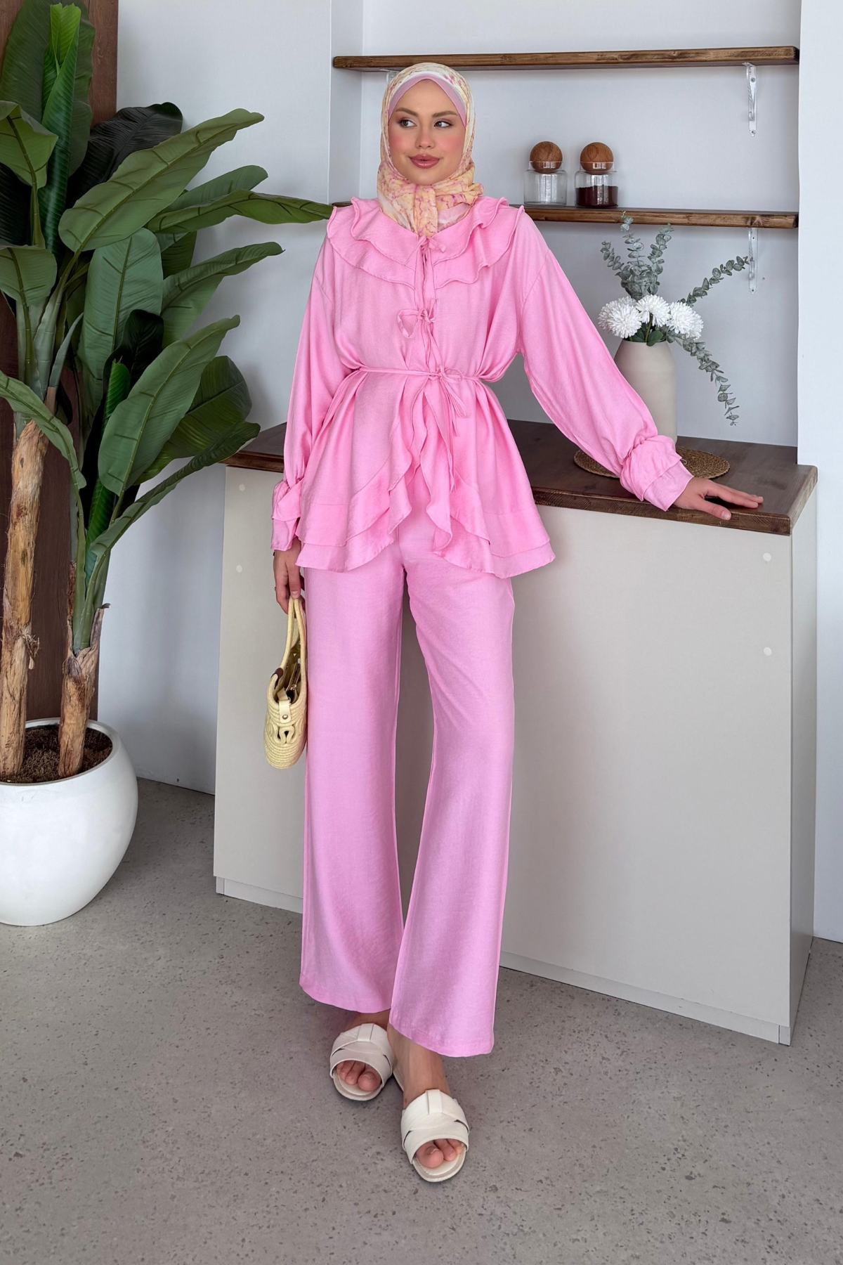 Nare Fırfır Detaylı Takım Pembe, Fiyatları 