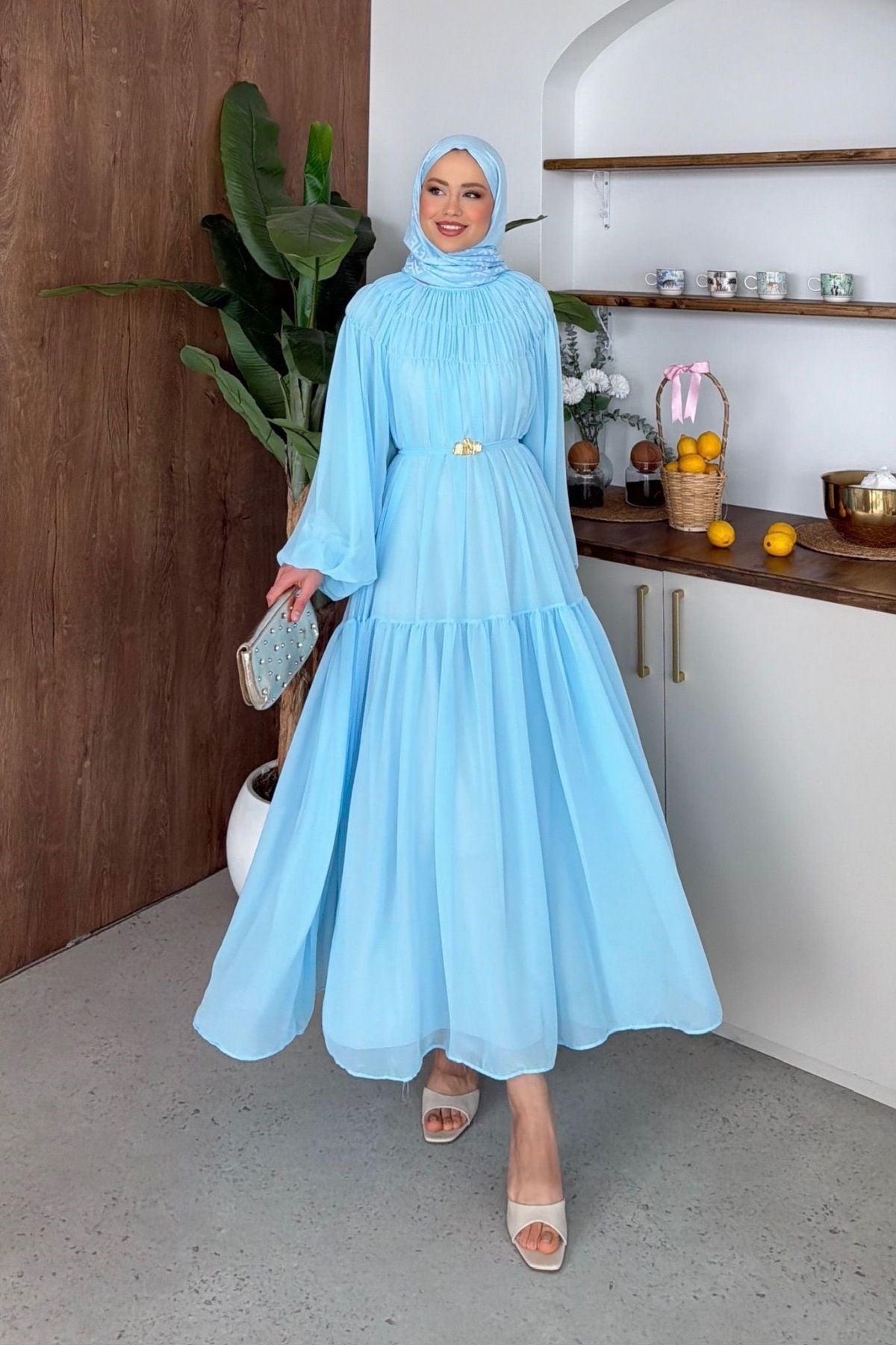 Nilüfer Şifon Elbise Bebe Mavi, Fiyatları Nilüfer Şifon Elbise Bebe Mavi  | Haza Moda