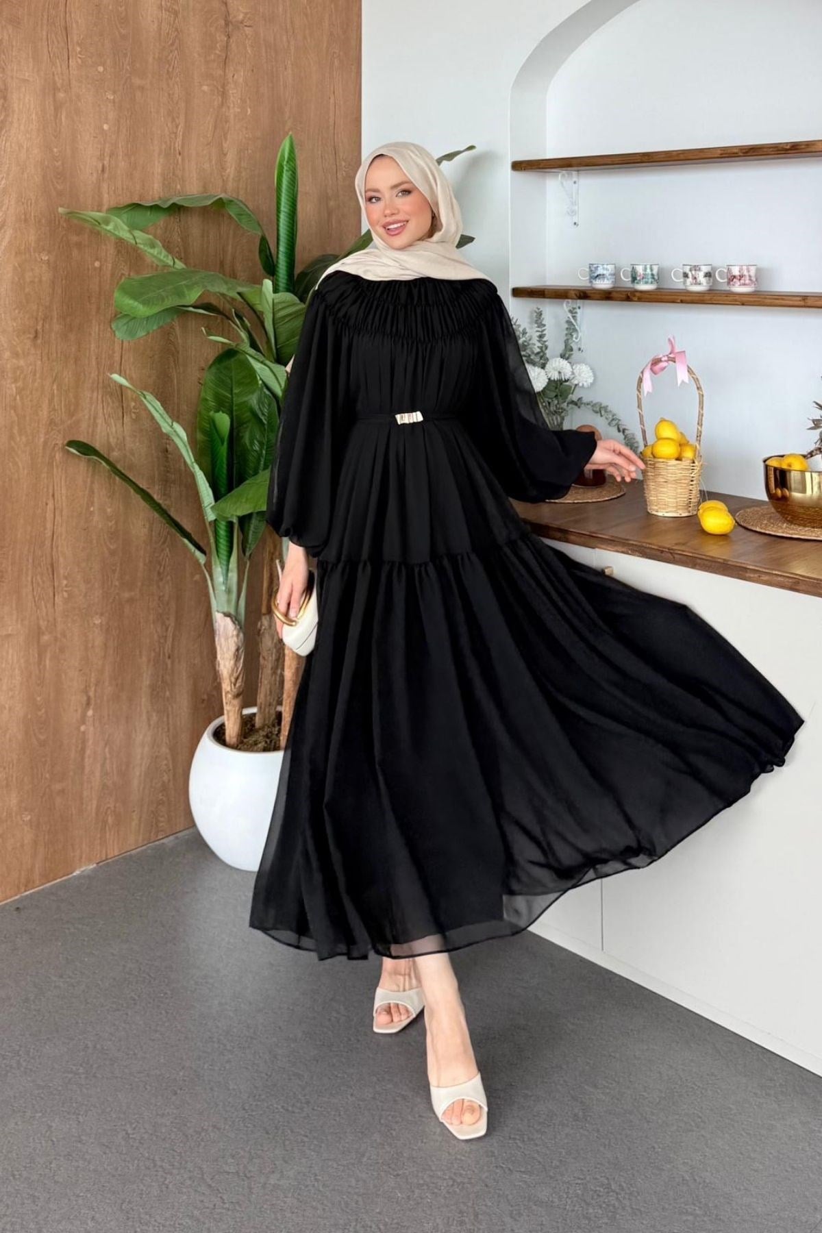 Nilüfer Şifon Elbise Siyah, Fiyatları 