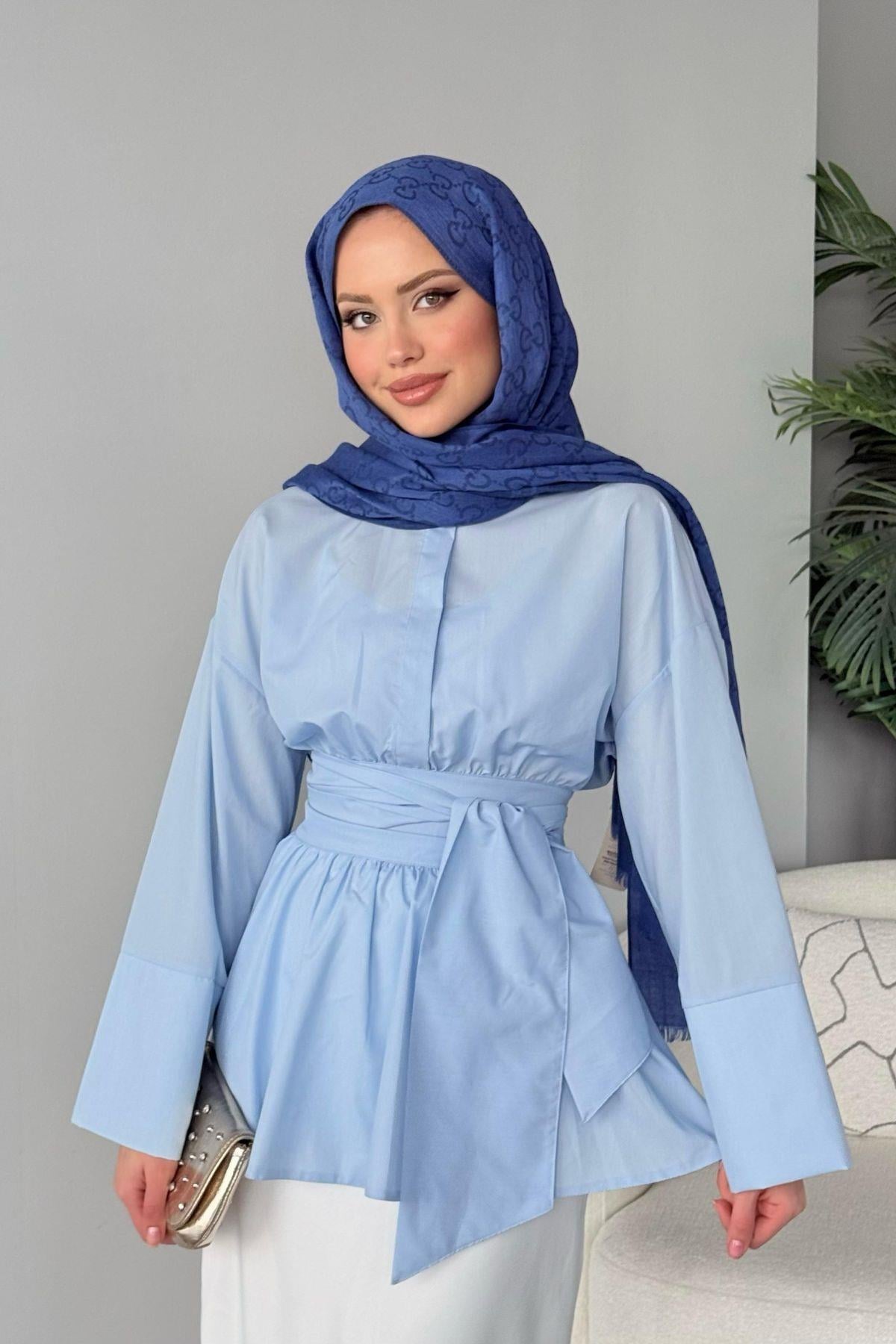 Olden Bağlamlı Gömlek Bebe Mavi, Fiyatları Olden Bağlamlı Gömlek Bebe Mavi - Haza Moda 