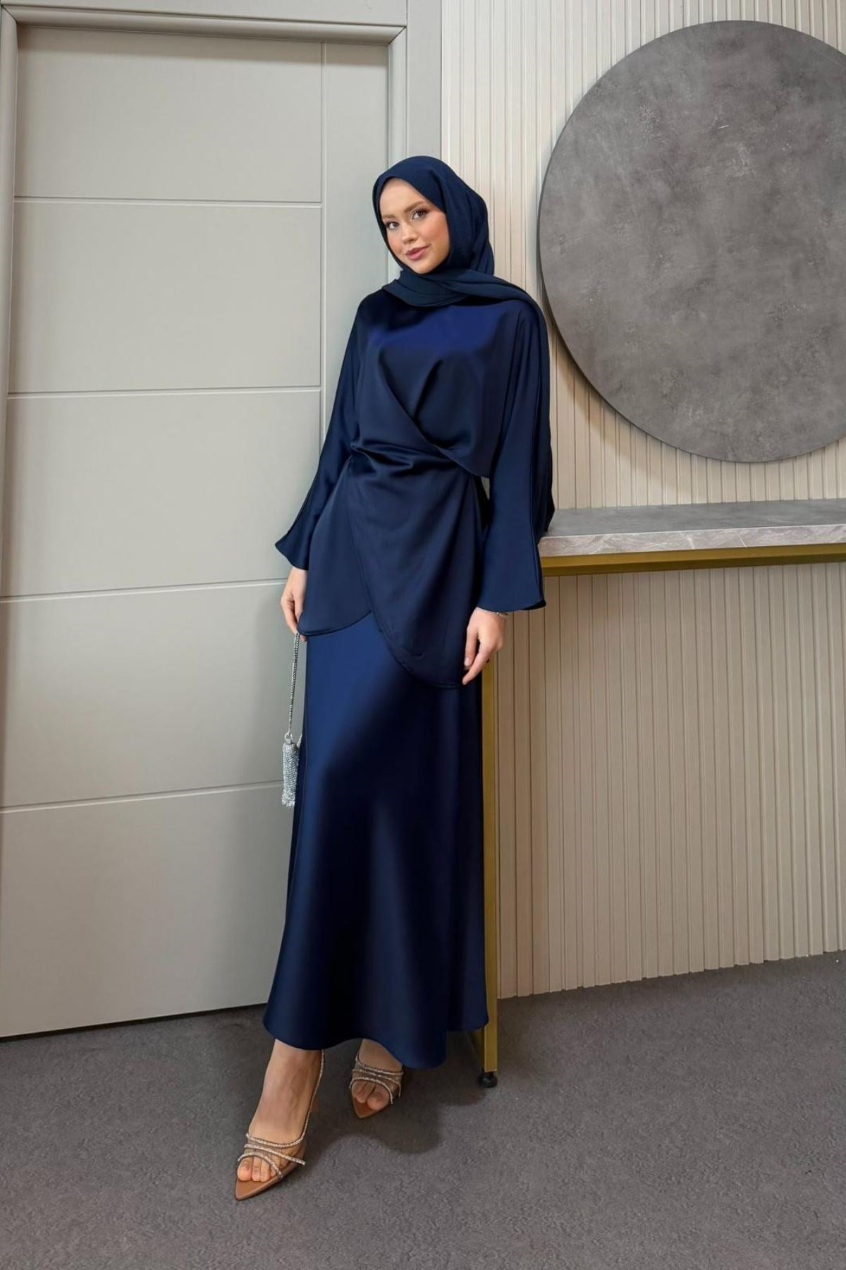 Olga Saten Takım Lacivert, Fiyatları 