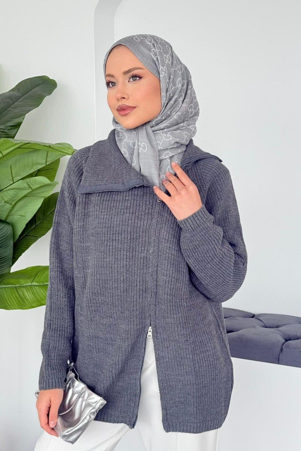 Örme Fermuarlı Kazak Antrasit, Fiyatları 