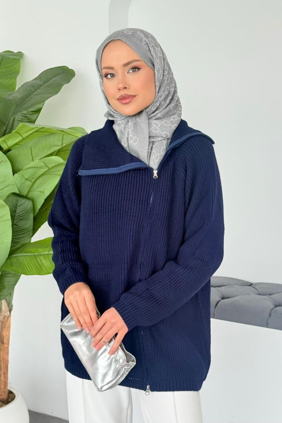 Örme Fermuarlı Kazak Lacivert, Fiyatları 