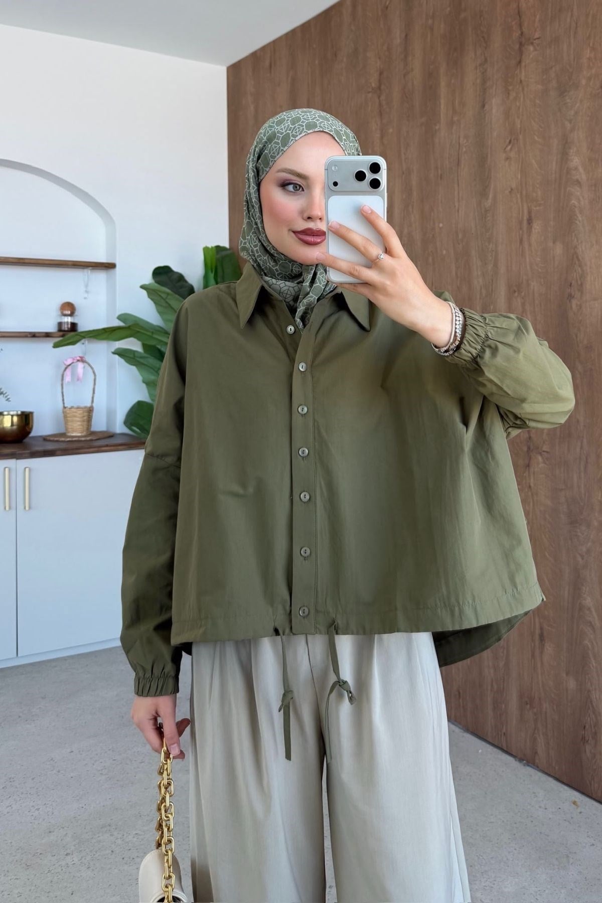 Oversize Poplin Gömek Haki, Fiyatları 