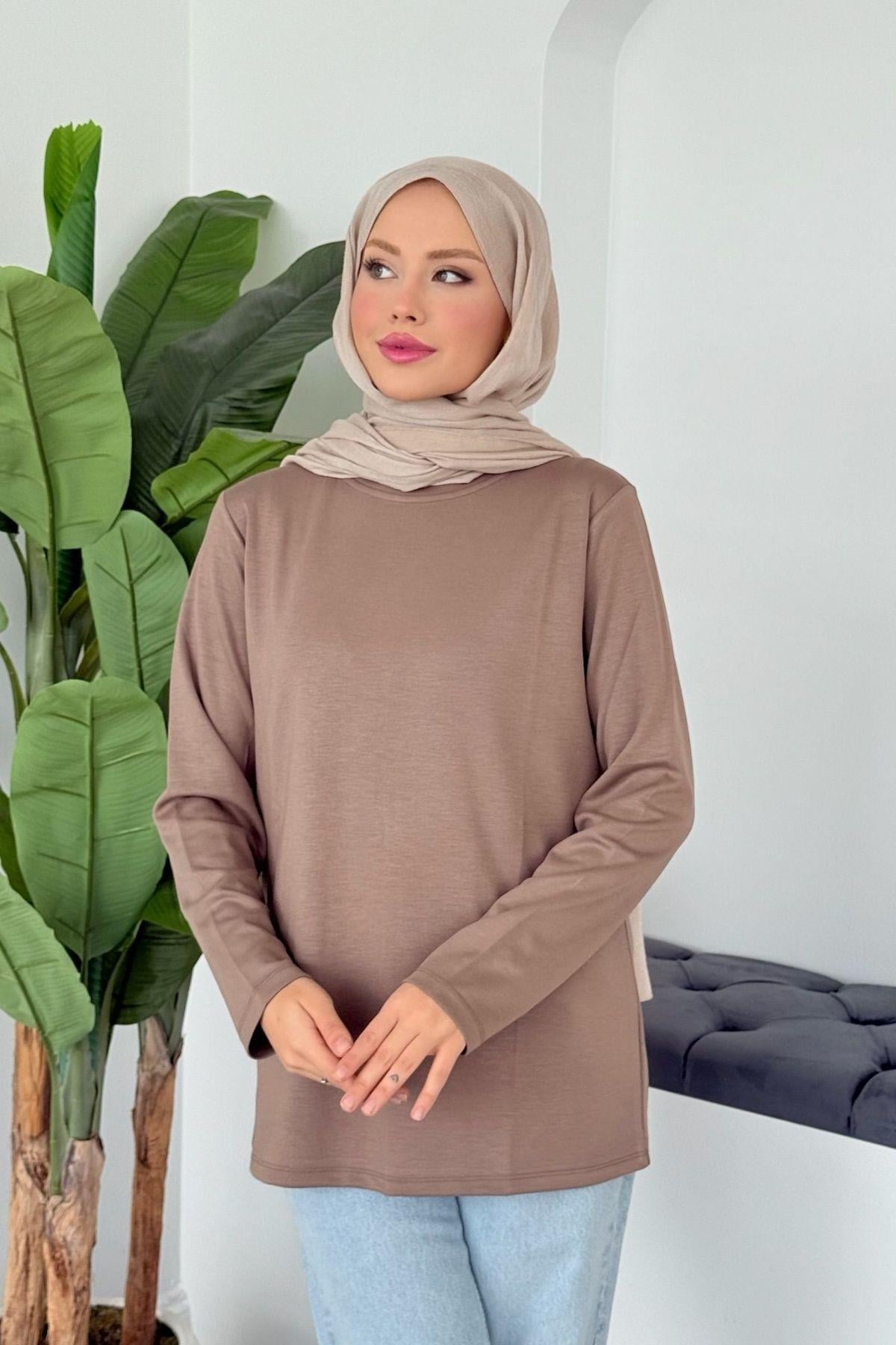 Pamuklu Uzun Kollu İçlik Vizon, Fiyatları Pamuklu Uzun Kollu İçlik Vizon -  Haza Moda 