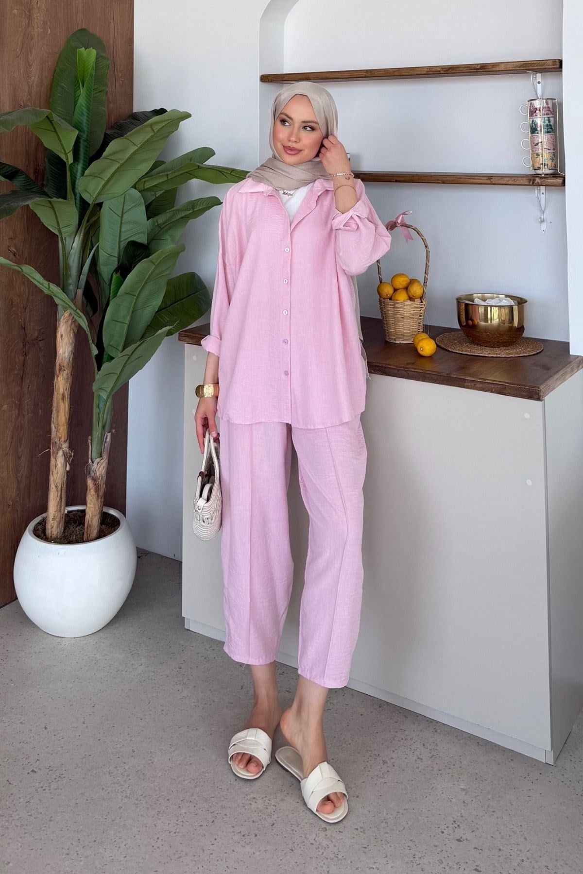 Pargalı Şalvar Takım Pembe, Fiyatları Pargalı Şalvar Takım Pembe Haza Moda 