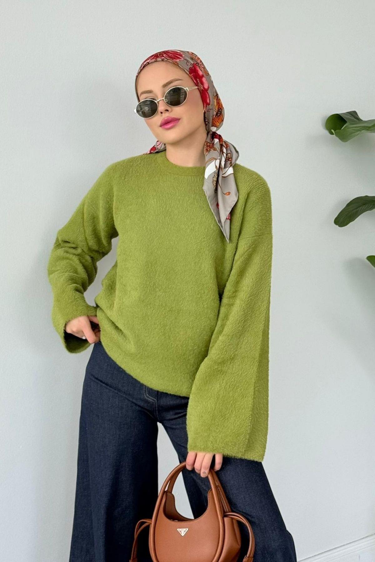 Pars Angora Kazak Yağ Yeşili, Fiyatları Pars Angora Kazak Yağ Yeşili- Haza Moda 