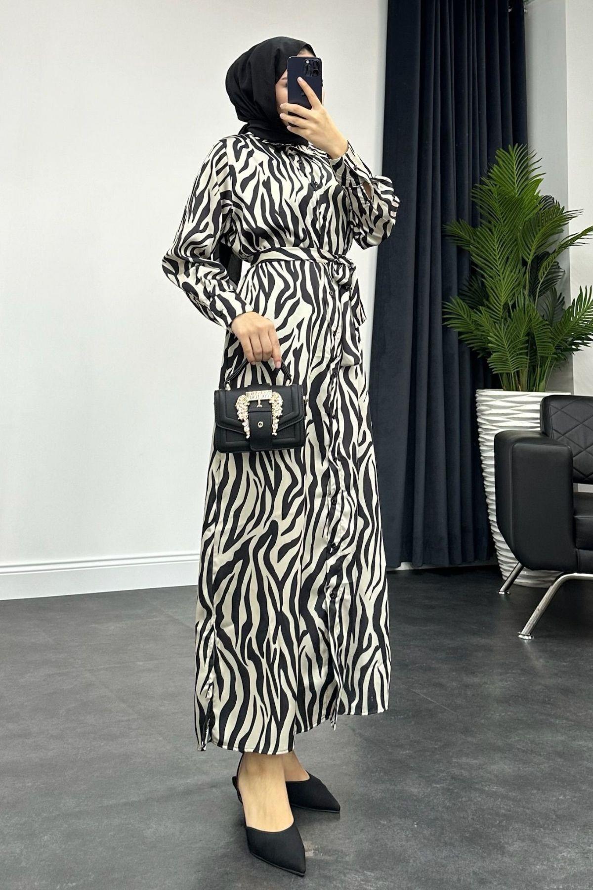Pimenta Elbise Zebra, Fiyatları Haza Moda | Tesettür Giyim | Pimenta Elbise Zebra