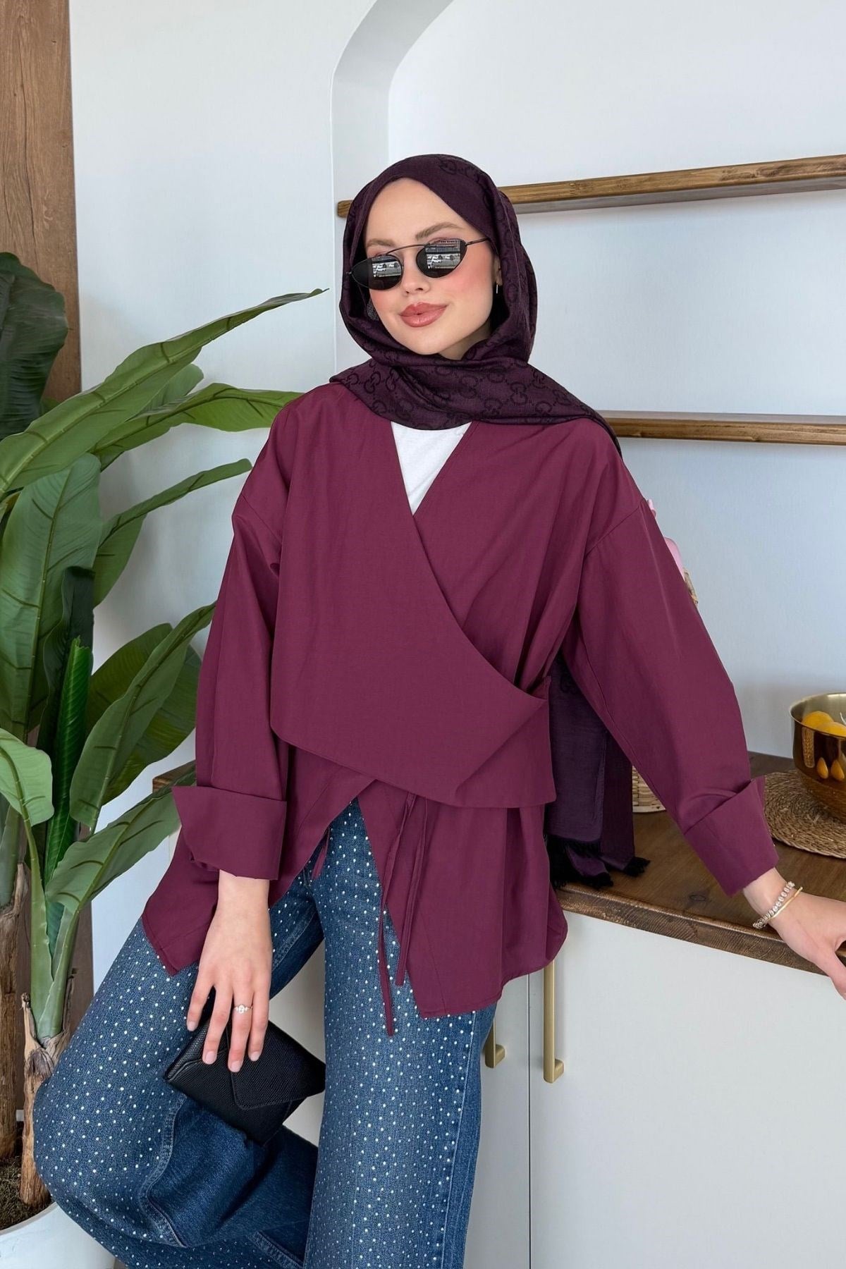 Pink Yandan Düğmeli Gömlek Bordo, Fiyatları 