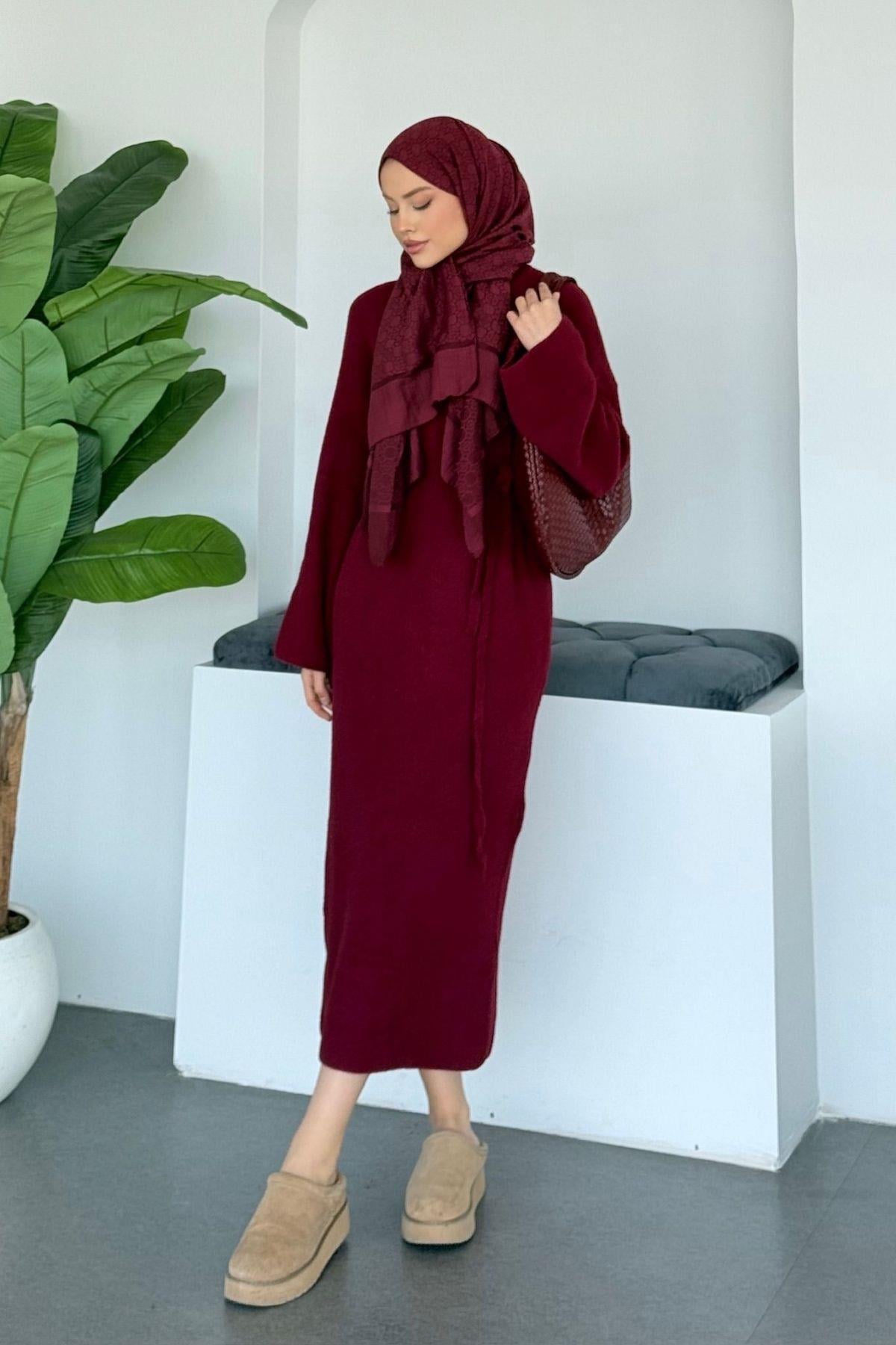 Pinterest Yumoş Elbise Bordo, Fiyatları Pinterest Yumoş Elbise Bordo- Haza Moda