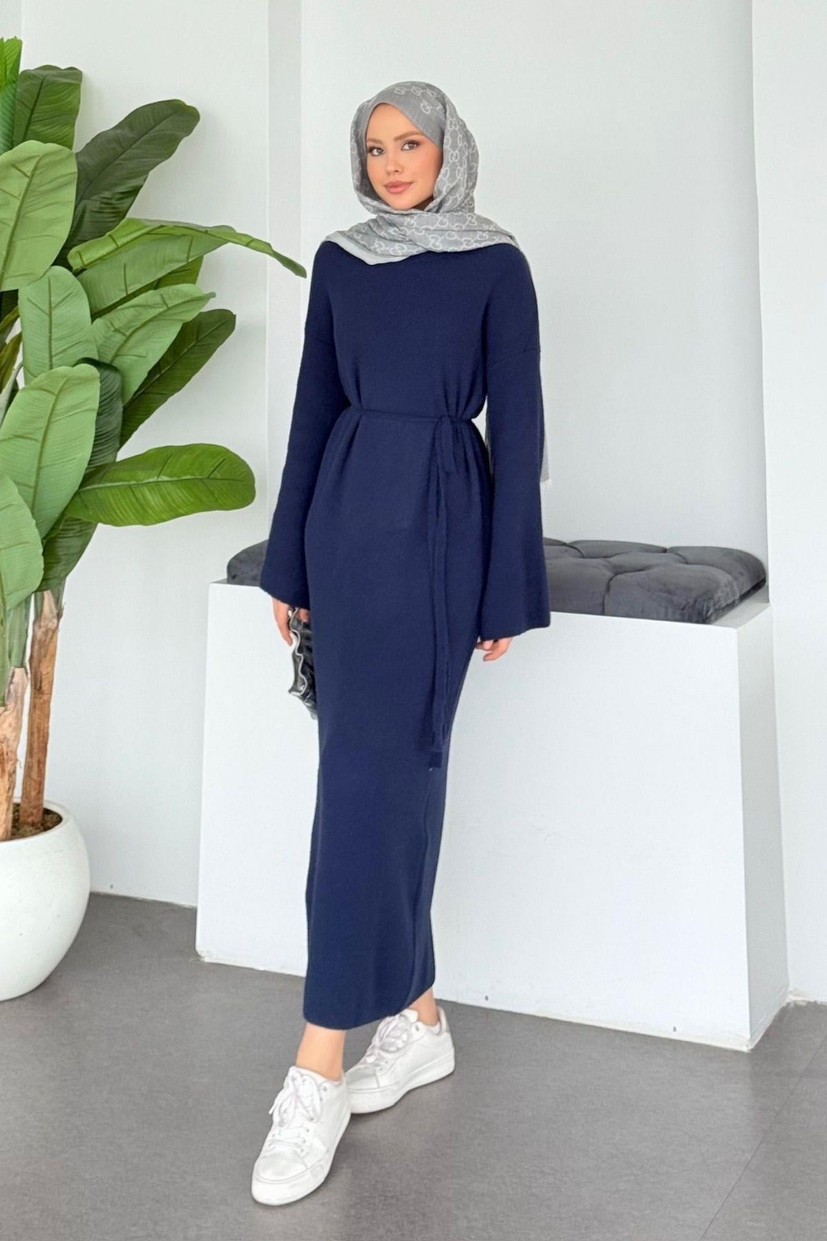 Pinterest Yumoş Elbise Lacivert, Fiyatları Pinterest Yumoş Elbise Lacivert| Haza Moda
