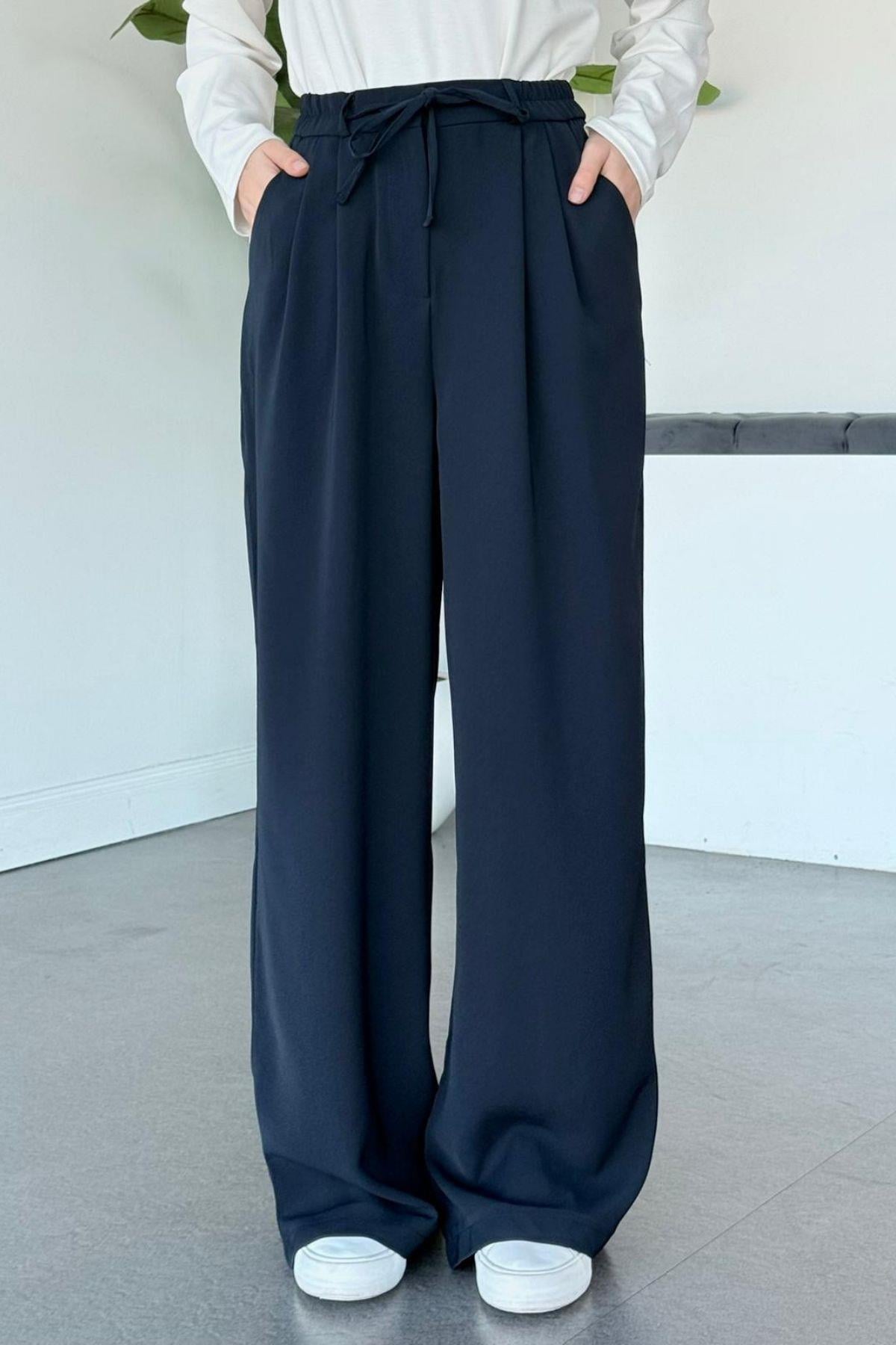 Puket Palazzo Pantolon Lacivert, Fiyatları Puket Palazzo Pantolon Lacivert| Haza Moda