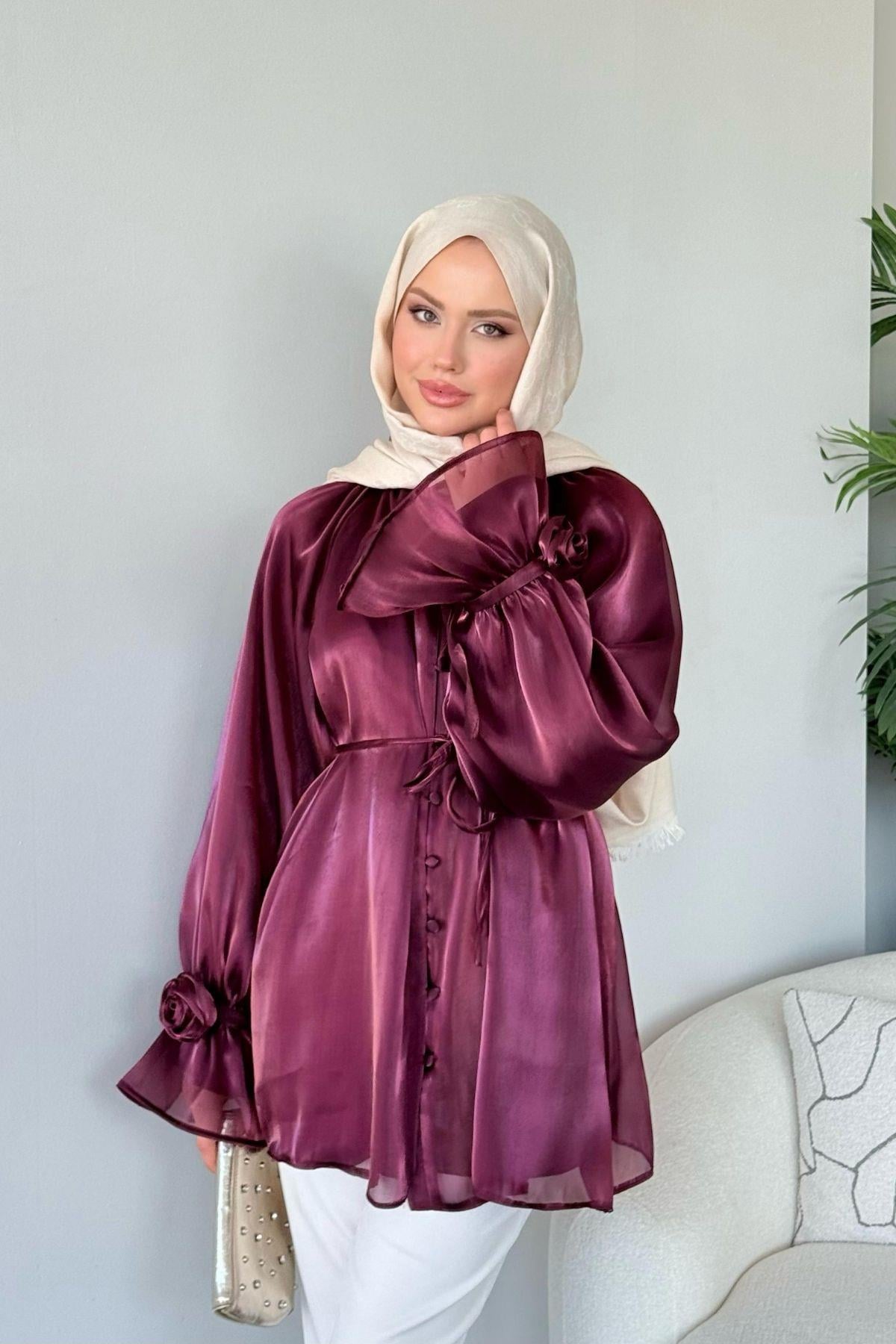 Reian Organze Kap Mürdüm, Fiyatları Reian Organze Kap Mürdüm- Haza Moda 