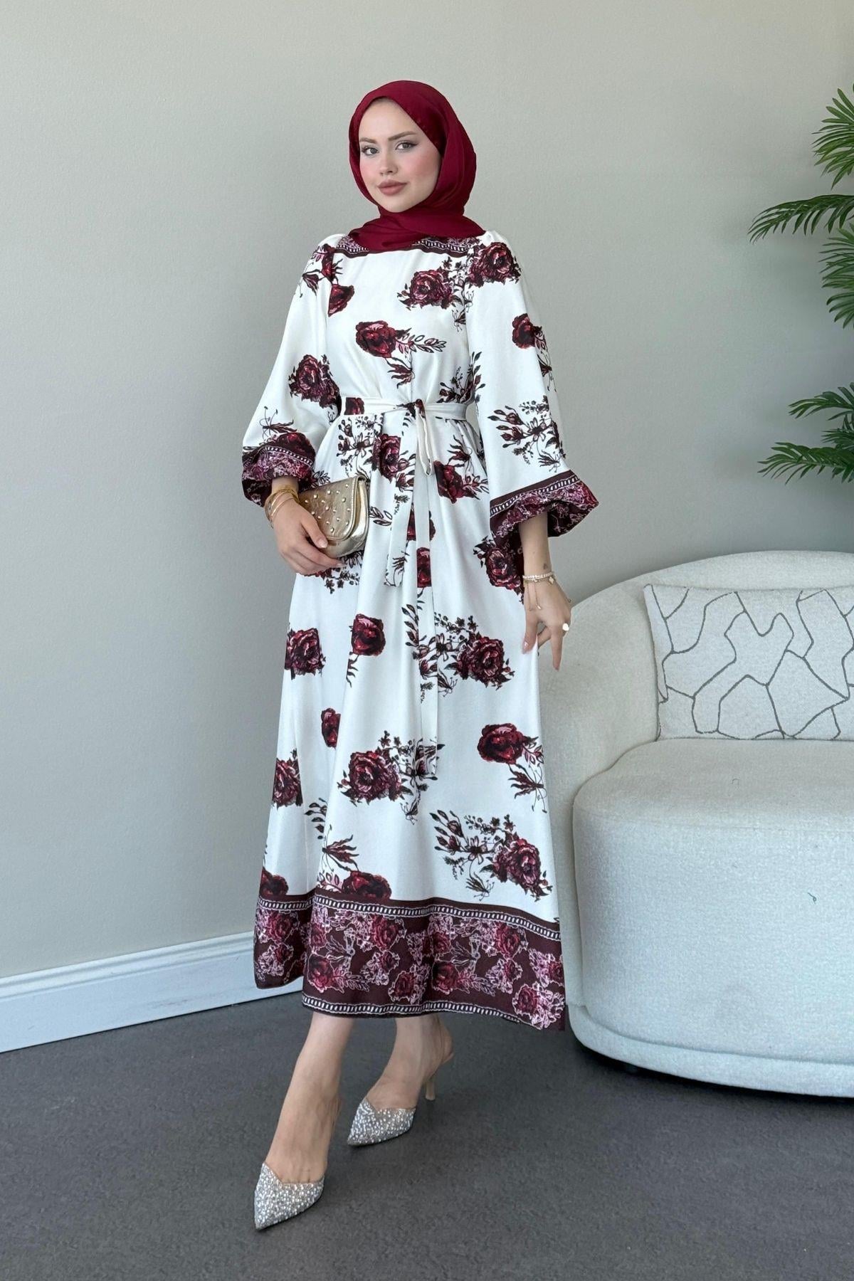 Reyhan Elbise Bordo, Fiyatları Reyhan Elbise Bordo- Haza Moda