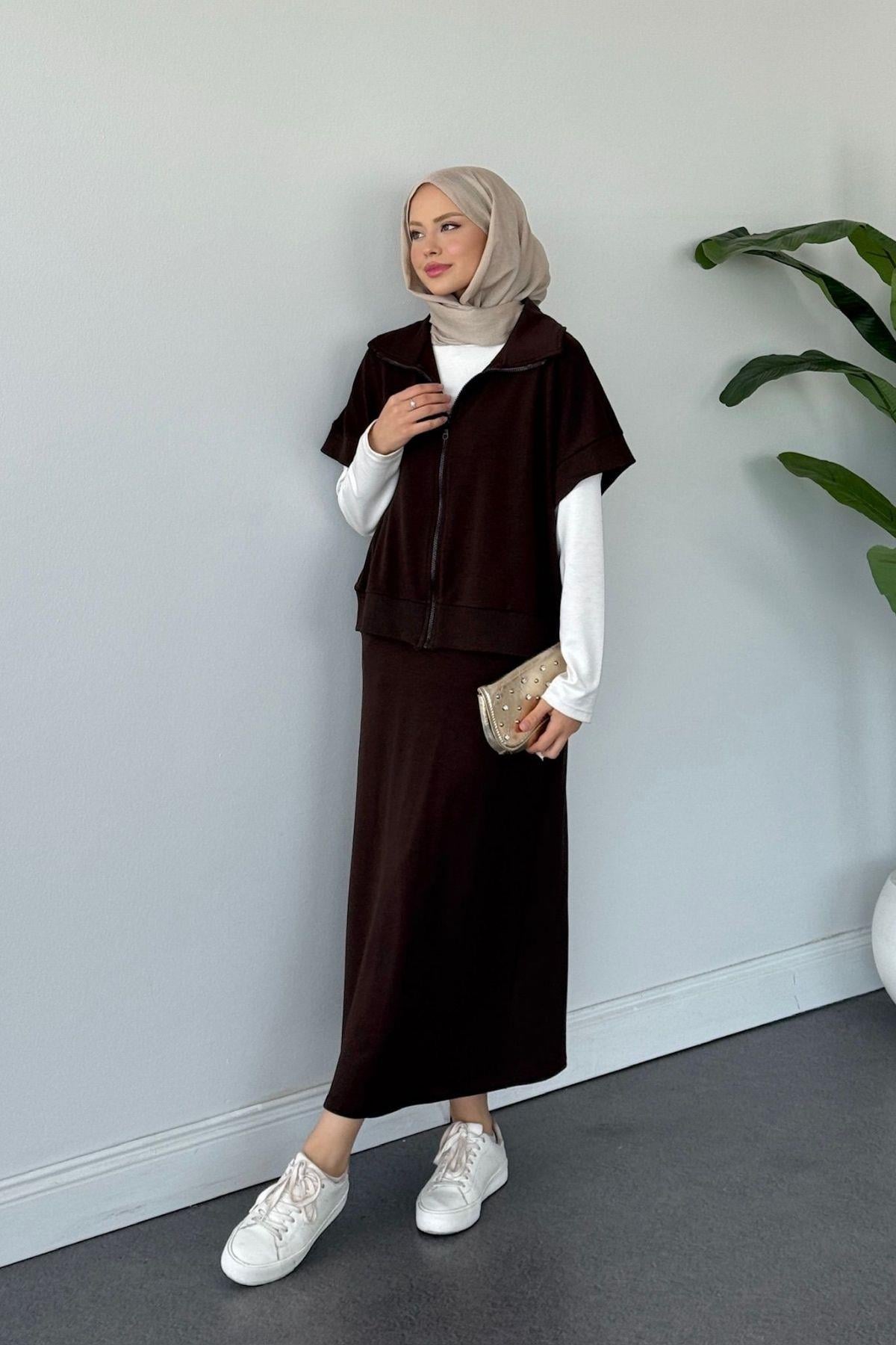 Rihana Pamuklu Etekli Takım Acıkahve, Fiyatları Rihana Pamuklu Etekli Takım Acıkahve Haza Moda 