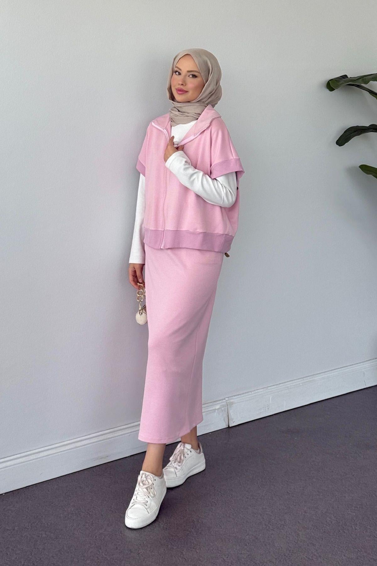 Rihana Pamuklu Etekli Takım Pembe, Fiyatları Rihana Pamuklu Etekli Takım Pembe Haza Moda 