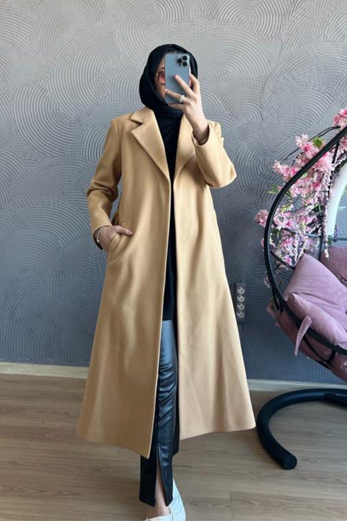 Rima Kaşe Kaban CAMEL, Fiyatları TABA Kaşe Kaban-GRİ – Haza Moda | Tesettür Giyim