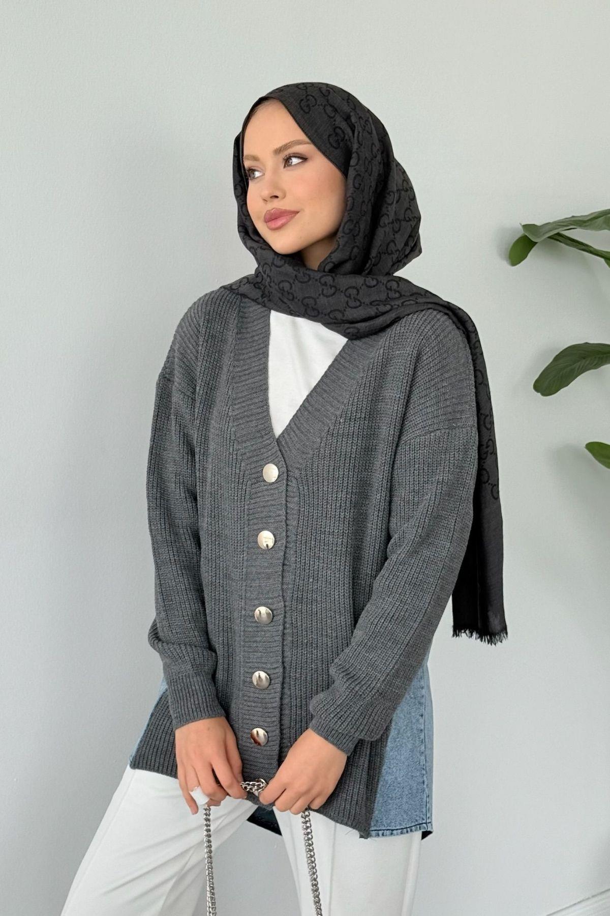 Ritim Arka Kotlu Hırka Gri, Fiyatları Ritim Arka Kotlu Hırka Gri - Haza Moda 