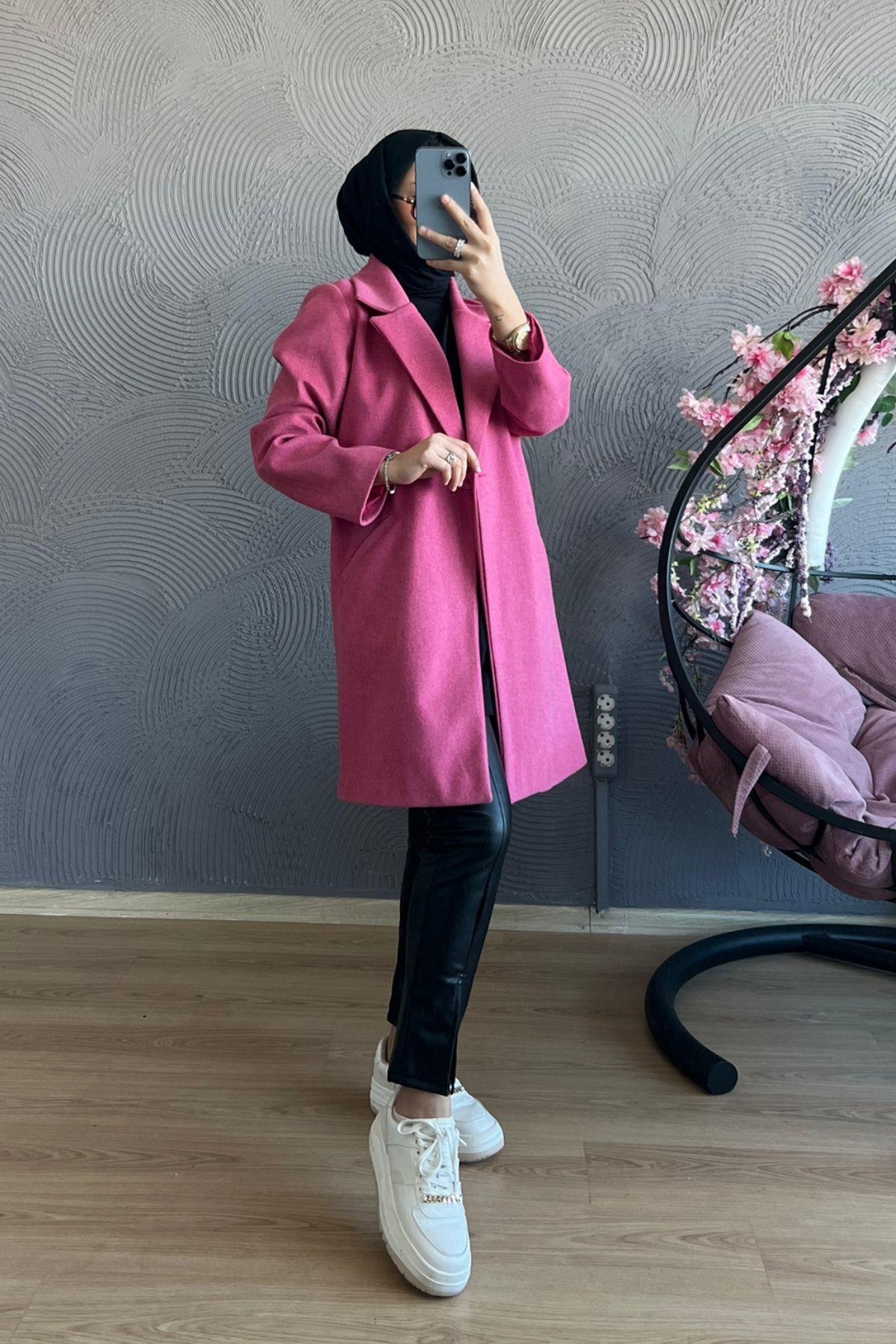Rony Kaban PEMBE, Fiyatları TABA Kaşe Kaban-GRİ – Haza Moda | Tesettür Giyim