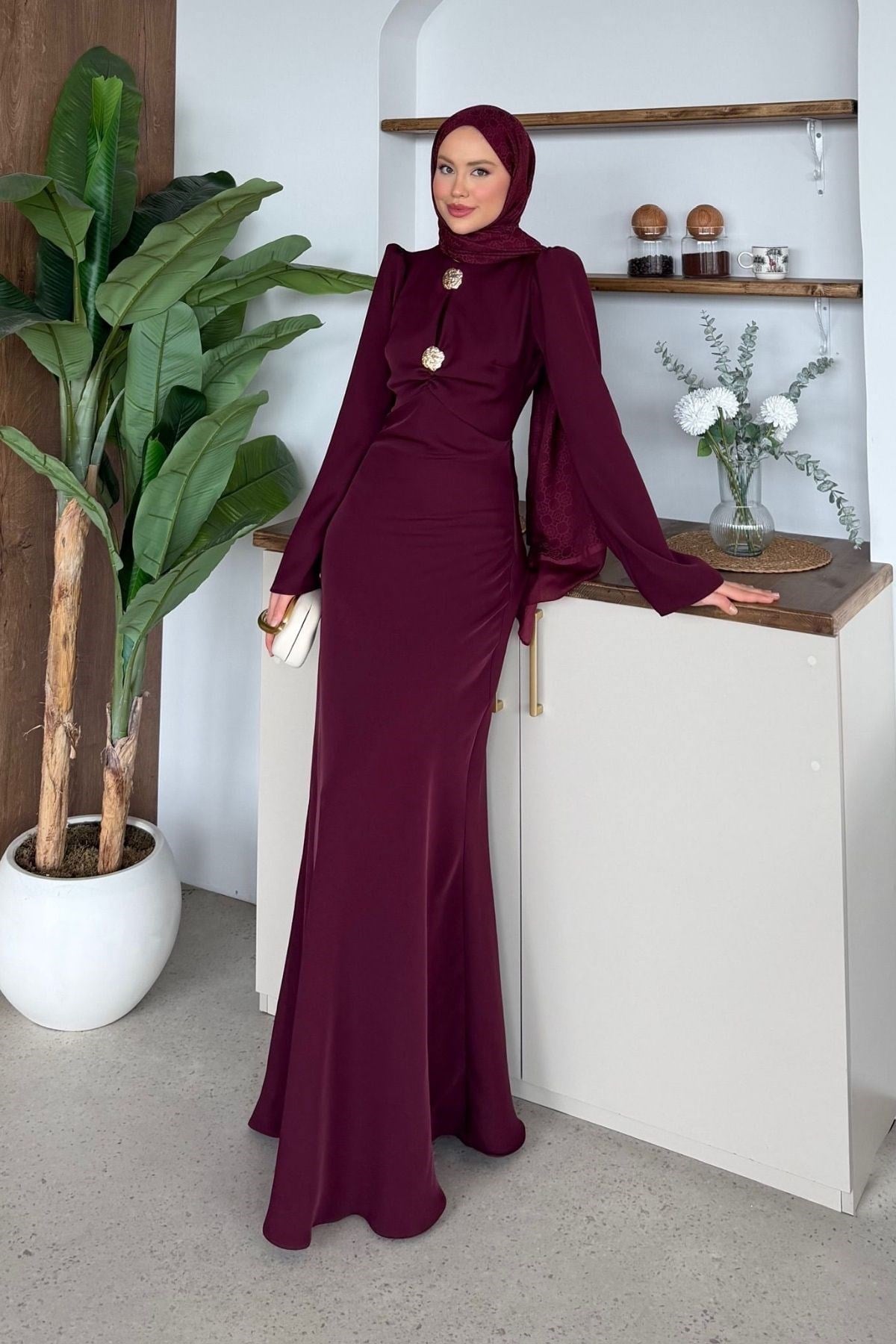 Rosalie Saten Abiye Bordo, Fiyatları 
