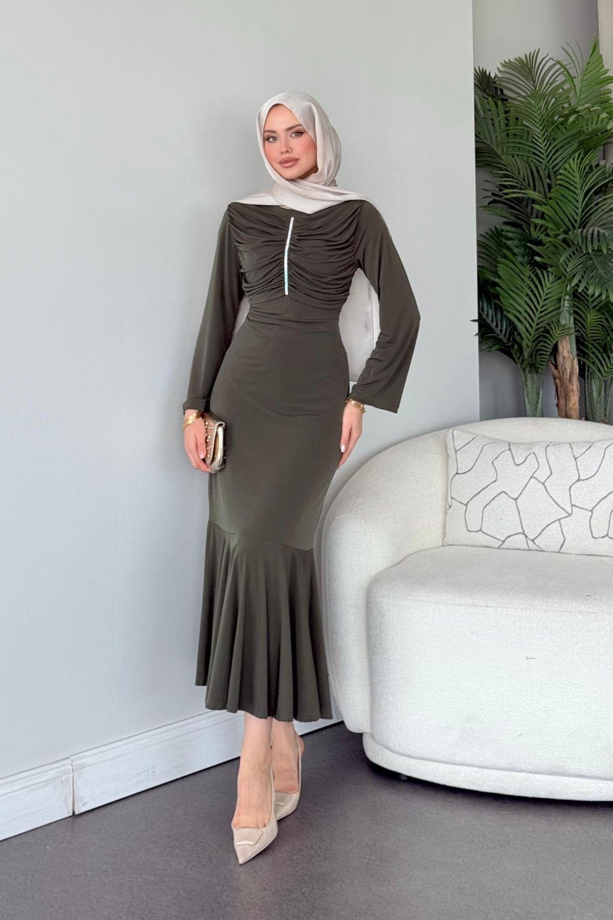 Rüveyda Sandy Elbise Haki, Fiyatları Rüveyda Sandy Elbise Haki - Haza Moda