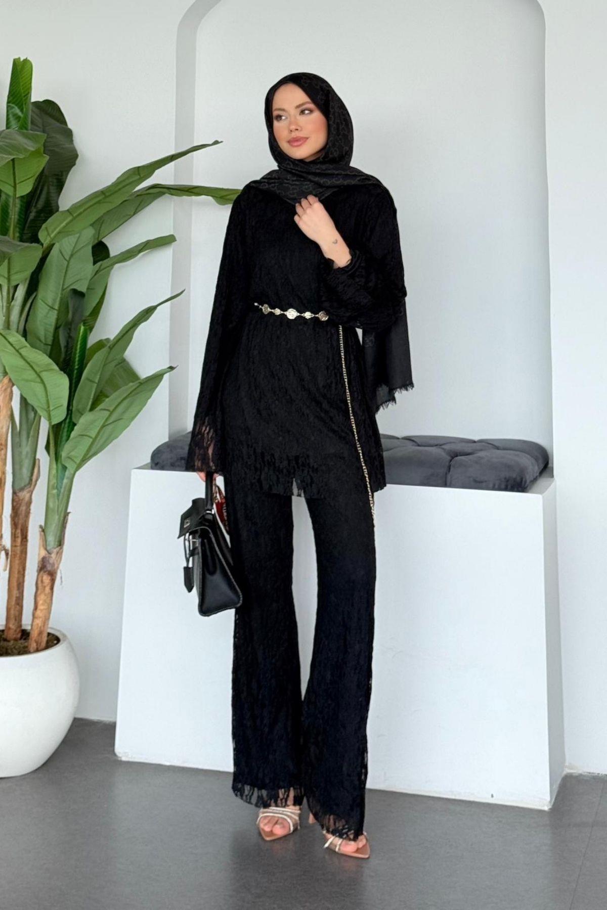 Rüya Dantelli Takım Siyah, Fiyatları Rüya Dantelli Takım Siyah | Haza Moda