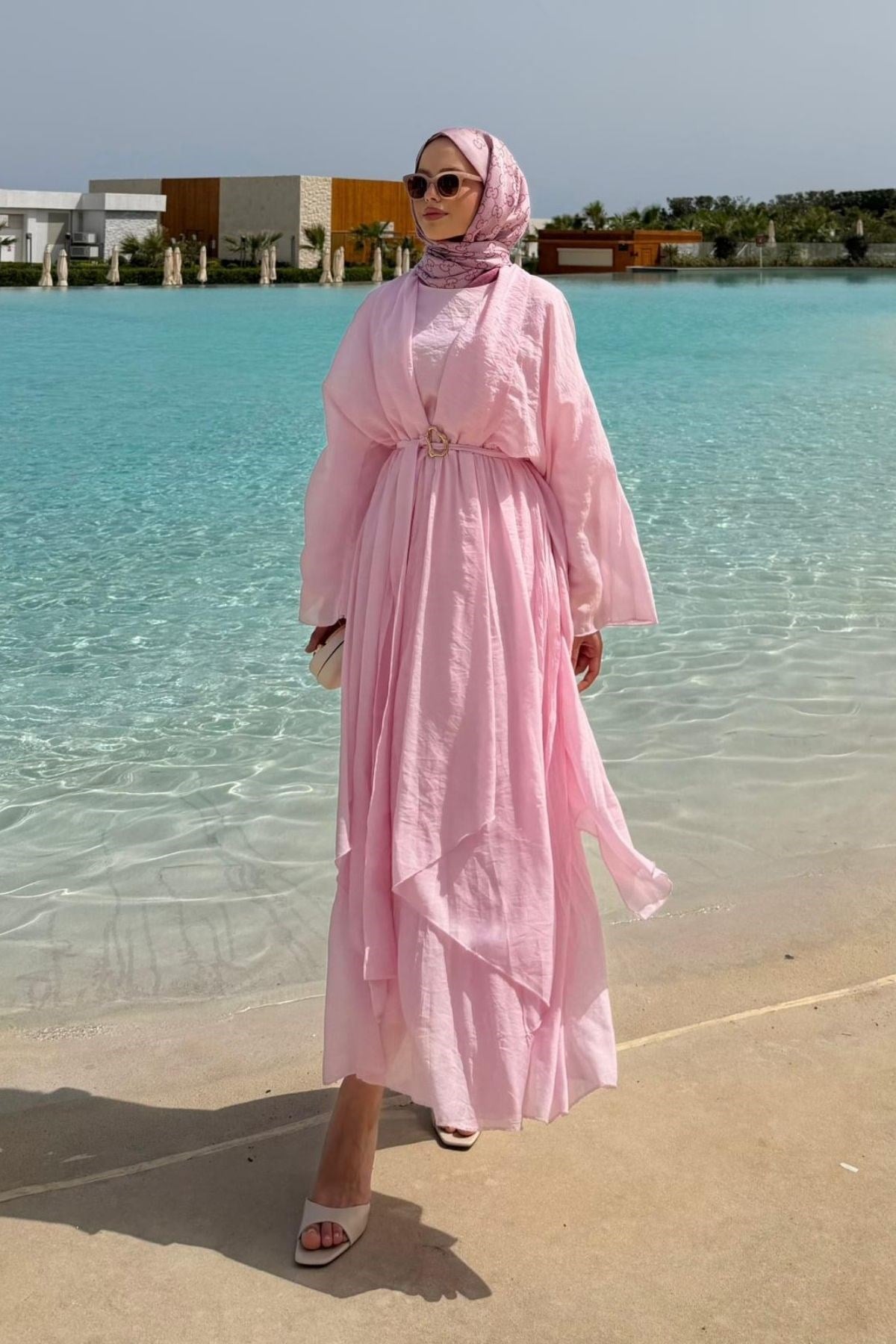Şahmeran Tül Detaylı Elbise Pembe (ÖN SİPARİŞ), Fiyatları Şahmeran Tül Detaylı Elbise Pembe| Haza Moda