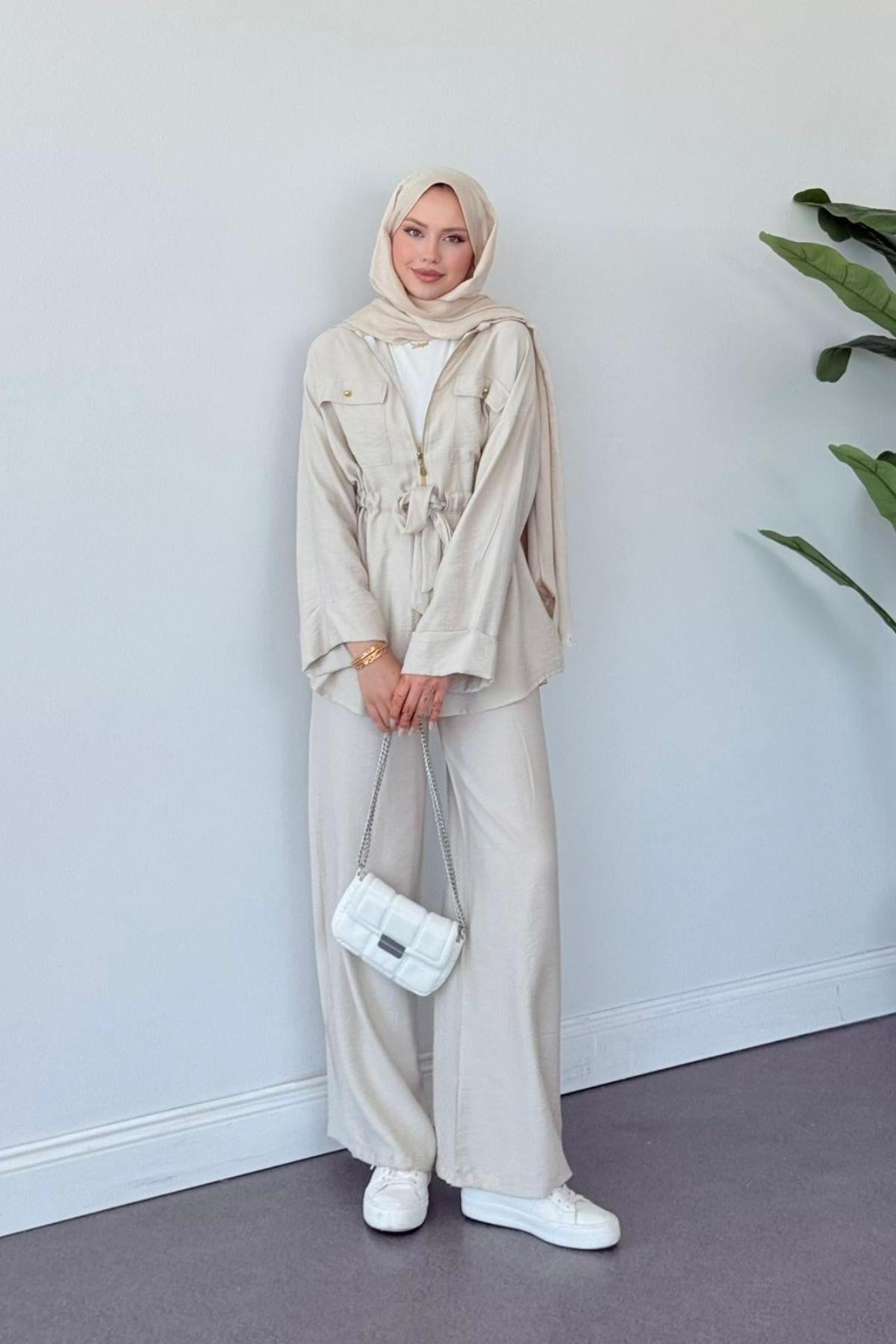 Şakayık Takım Bej, Fiyatları Şakayık Takım Bej- Haza Moda 