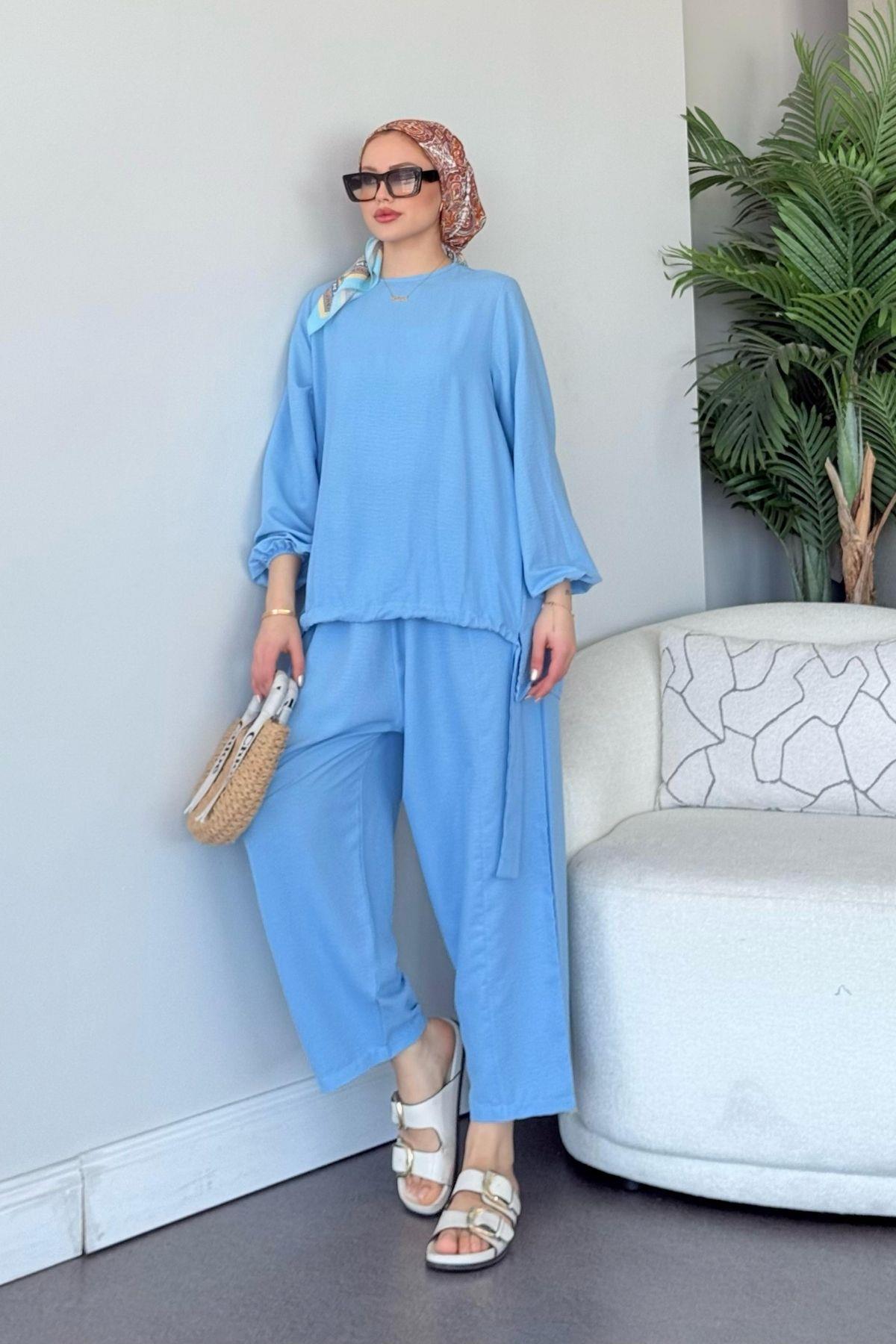 Şalvar Takım Bebe Mavi, Fiyatları Şalvar Airobin Takım Bebe Mavi - Haza Moda 