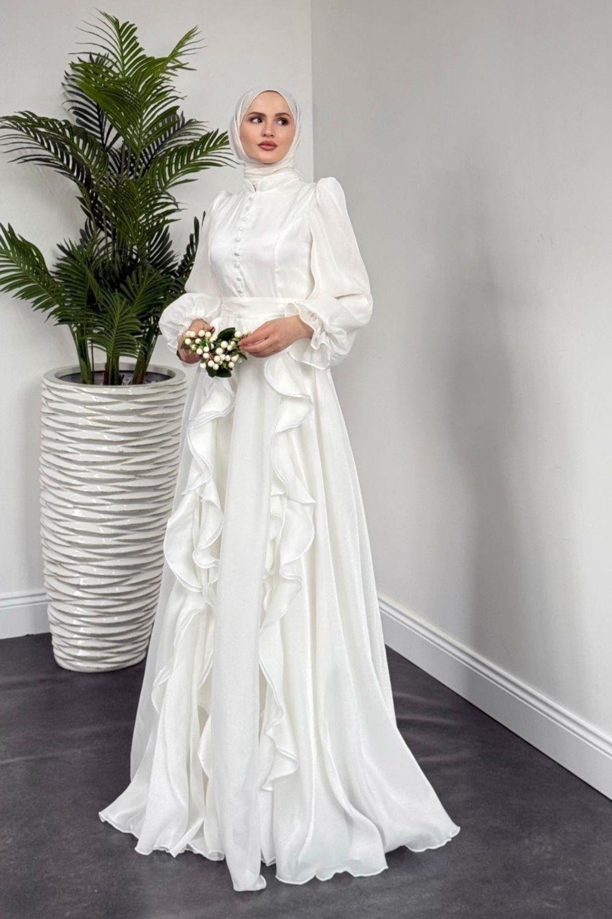 Samira Janjan Abiye Beyaz, Fiyatları Samira Janjan Abiye Beyaz- Haza Moda 