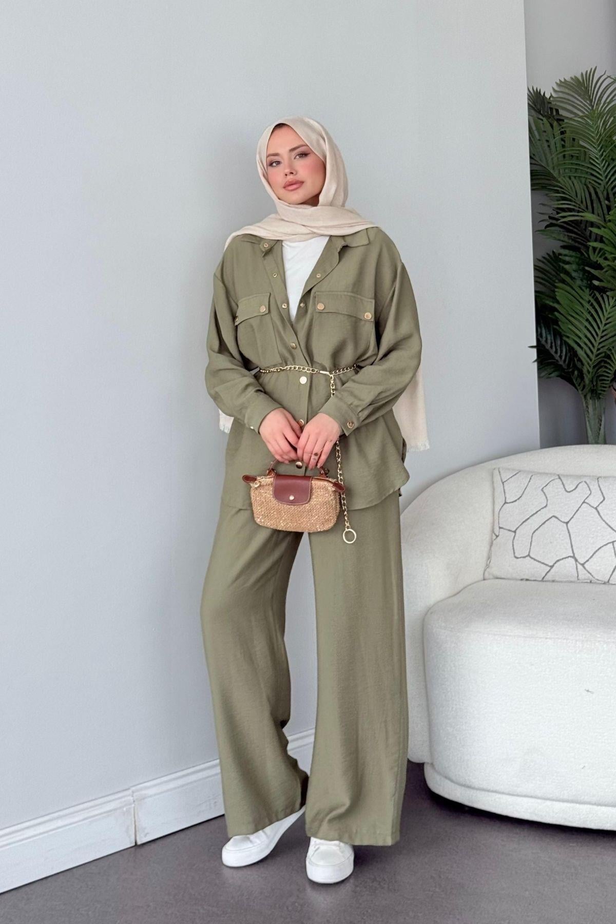 Şanel Çıtçıt Takım Haki, Fiyatları Şanel Çıtçıt Takım Haki- Haza Moda