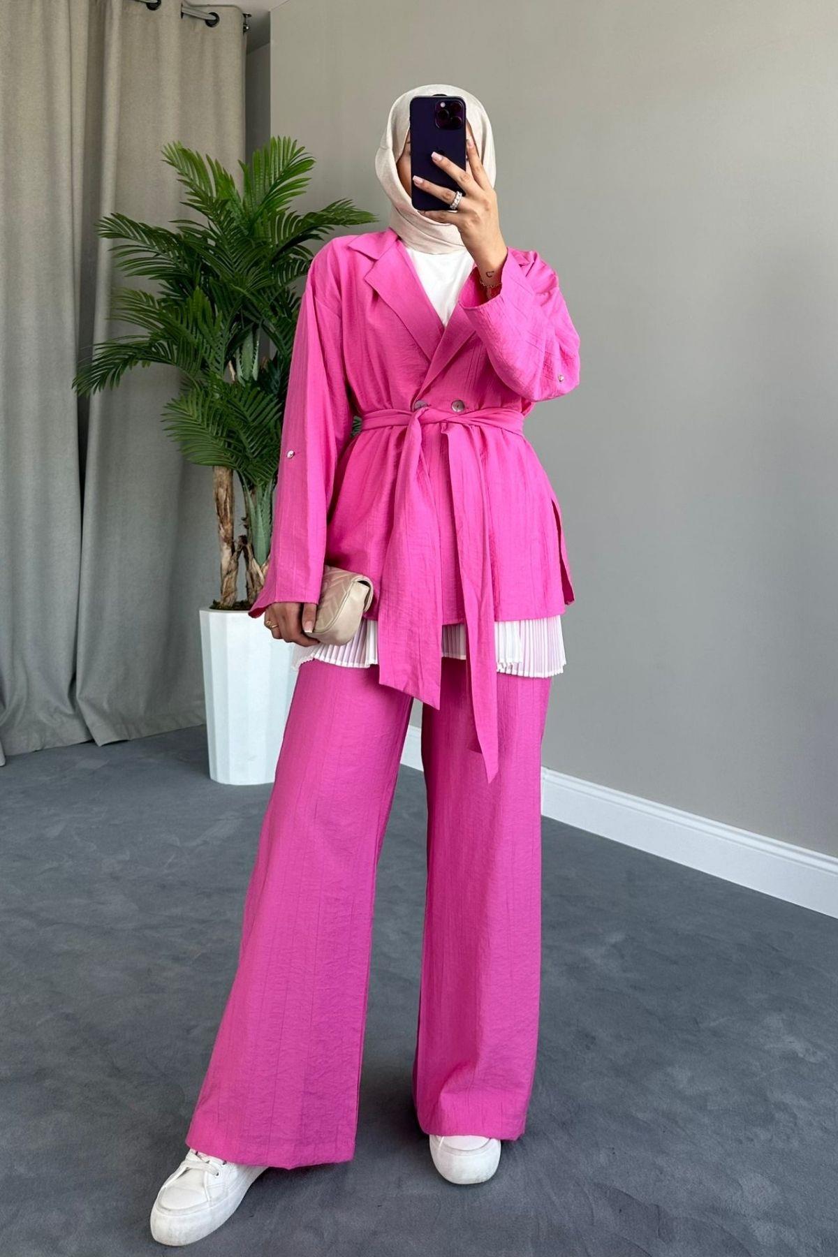 Sedef Düğmeli Takım Pembe, Fiyatları 