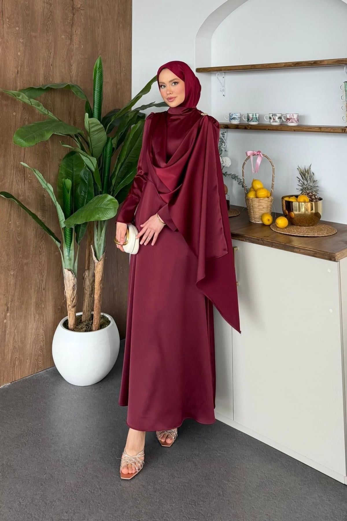Sedef Kuyruklu Saten Abiye Bordo, Fiyatları 