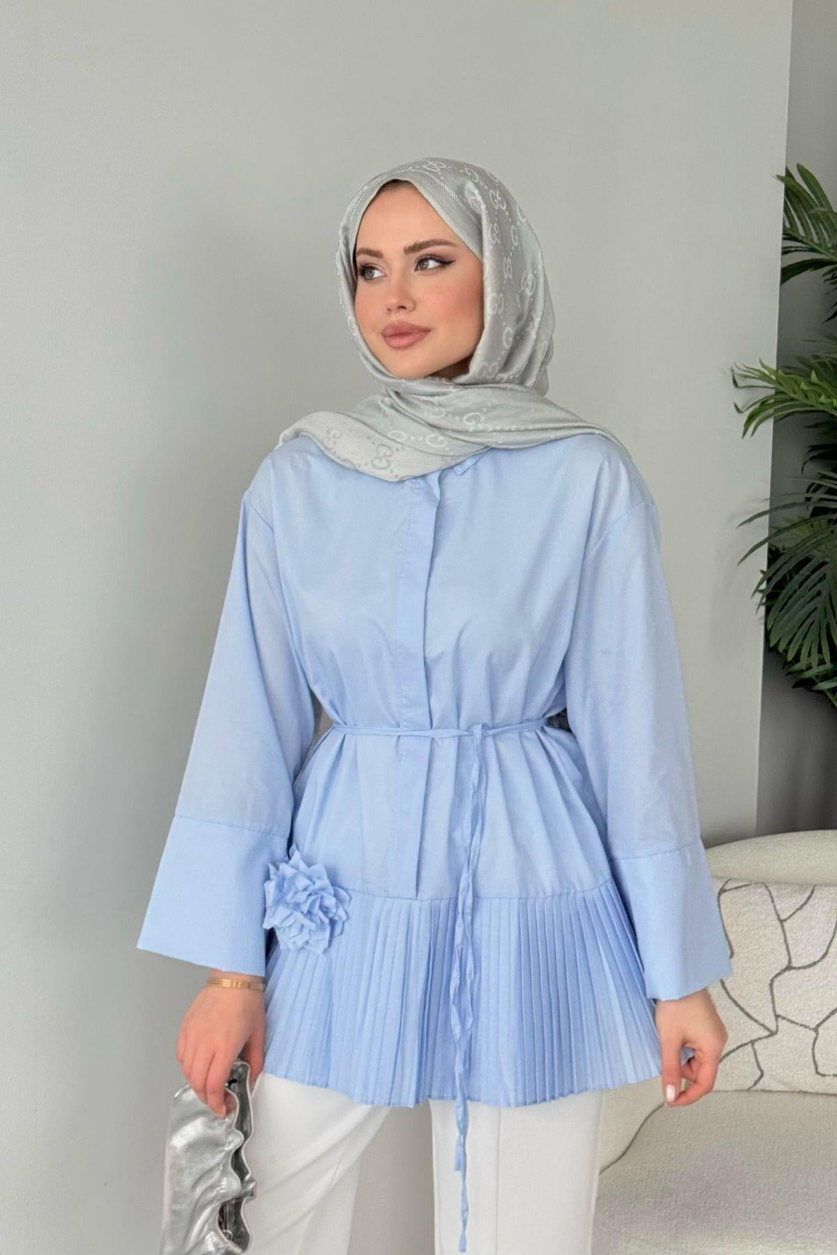 Şeker Piliseli Gömlek Bebe Mavi, Fiyatları Şeker Piliseli Gömlek Bebe Mavi - Haza Moda 