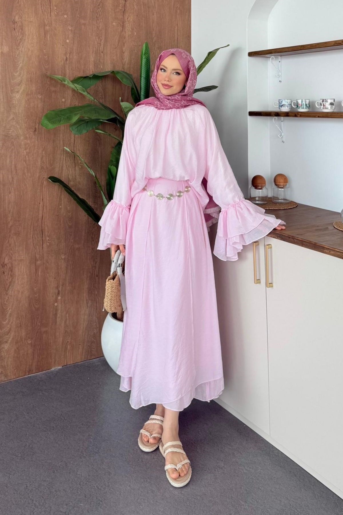 Selma Fırfır Takım Pembe, Fiyatları Selma Fırfır Takım Pembe | Haza Moda