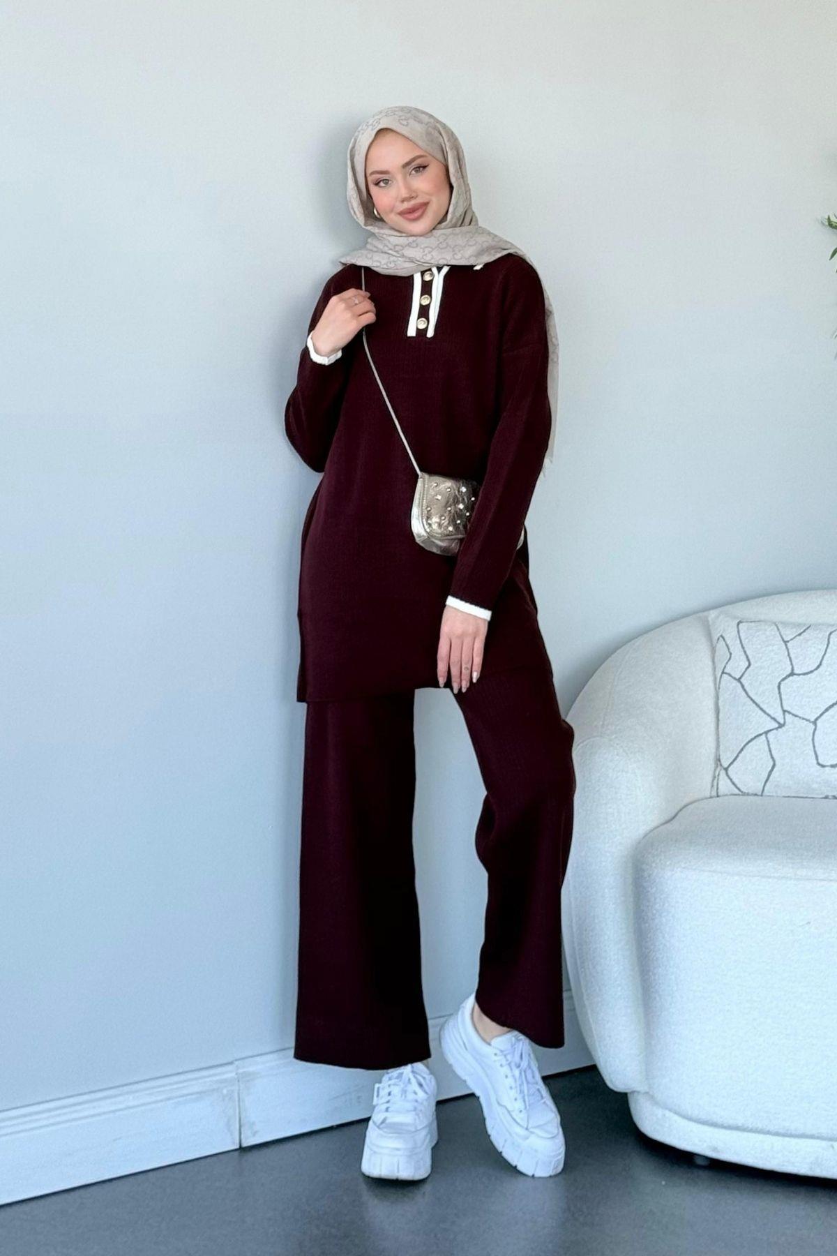 Sema Takım Bordo, Fiyatları Haza Moda | Tesettür Giyim | Sema Takım Bordo