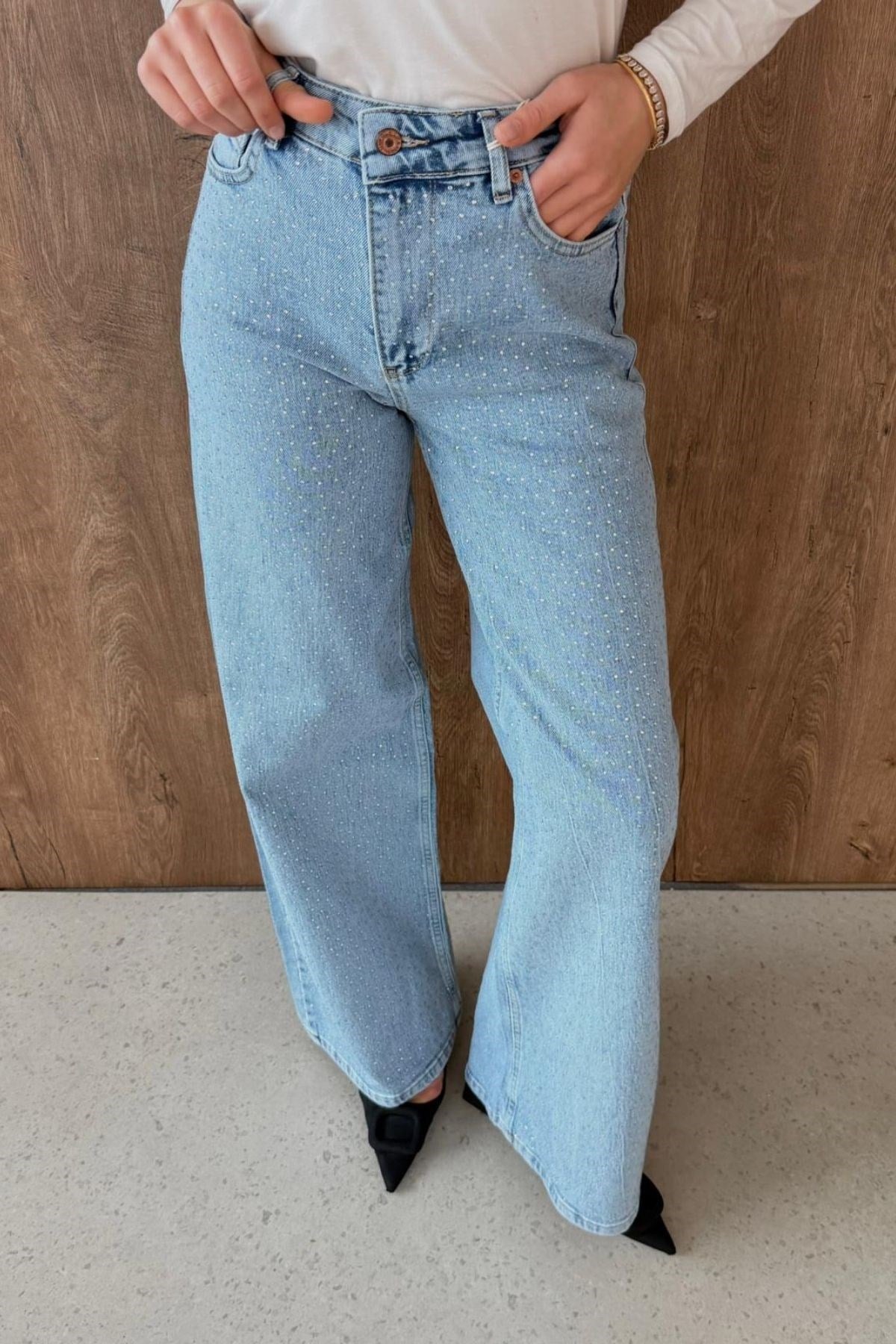 Shine Taşlı Kot Pantolon Mavi, Fiyatları Shine Taşlı Kot Pantolon Mavi| Haza Moda