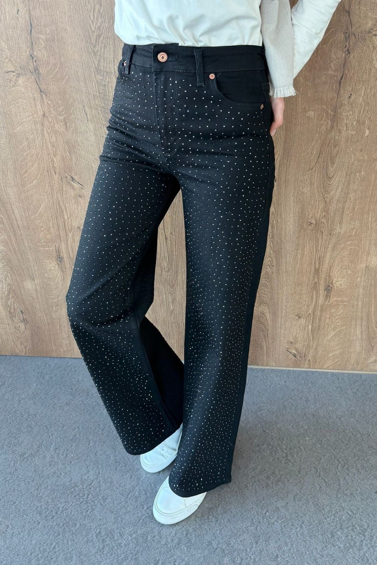 Shine Taşlı Kot Pantolon Siyah, Fiyatları 