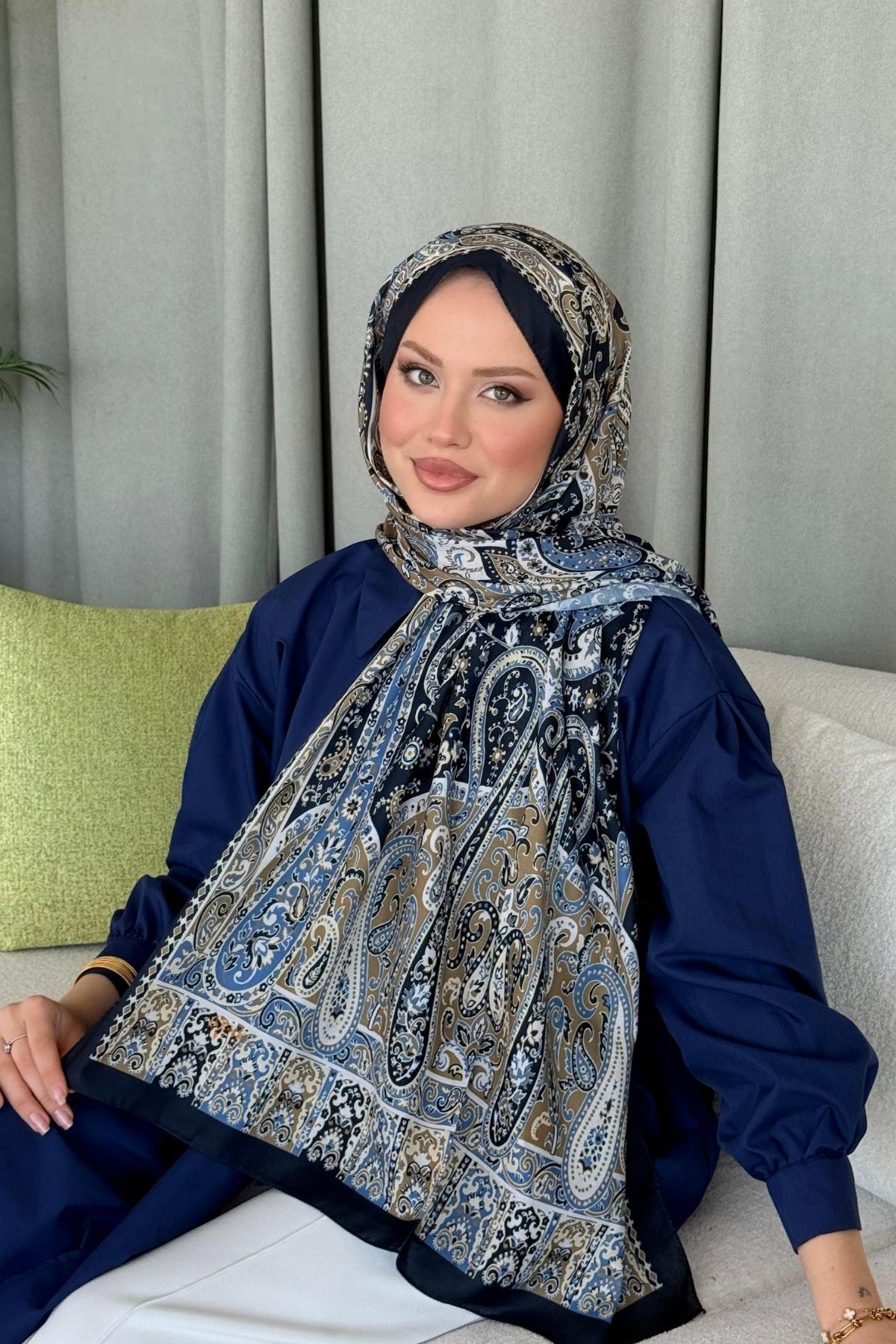 Sinyor Etnik Desen Şal Lacivert, Fiyatları Sinyor Etnik Desen Şal Lacivert- Haza Moda 