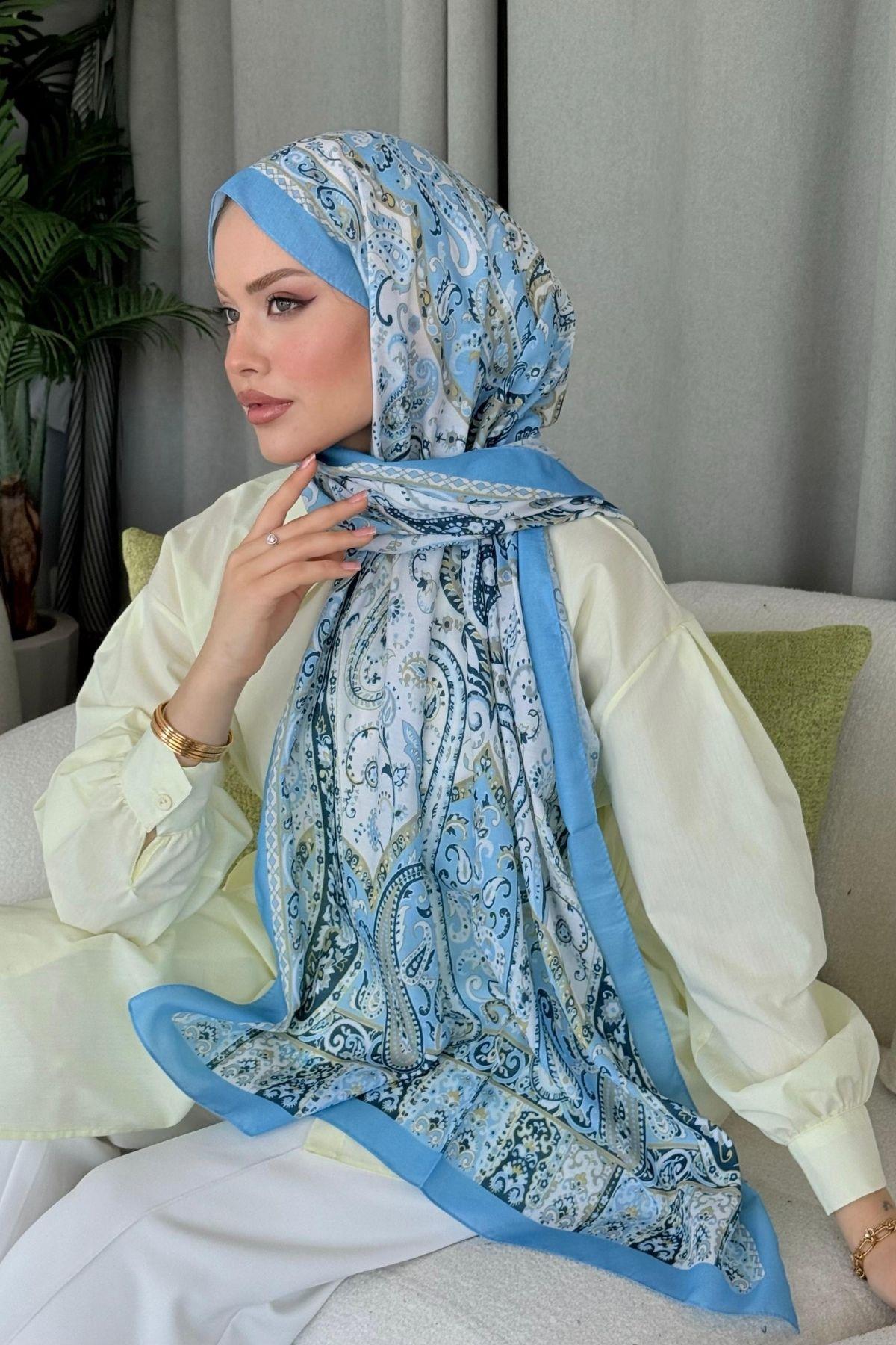Sinyor Etnik Desen Şal Mavi, Fiyatları Sinyor Etnik Desen Şal Mavi- Haza Moda 