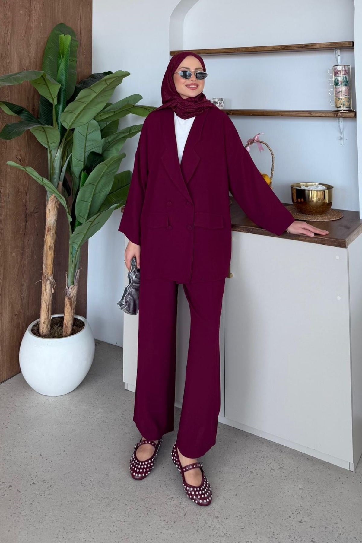 Stil Ceketli Takım Bordo, Fiyatları Stil Ceketli Takım Bordo| Haza Moda