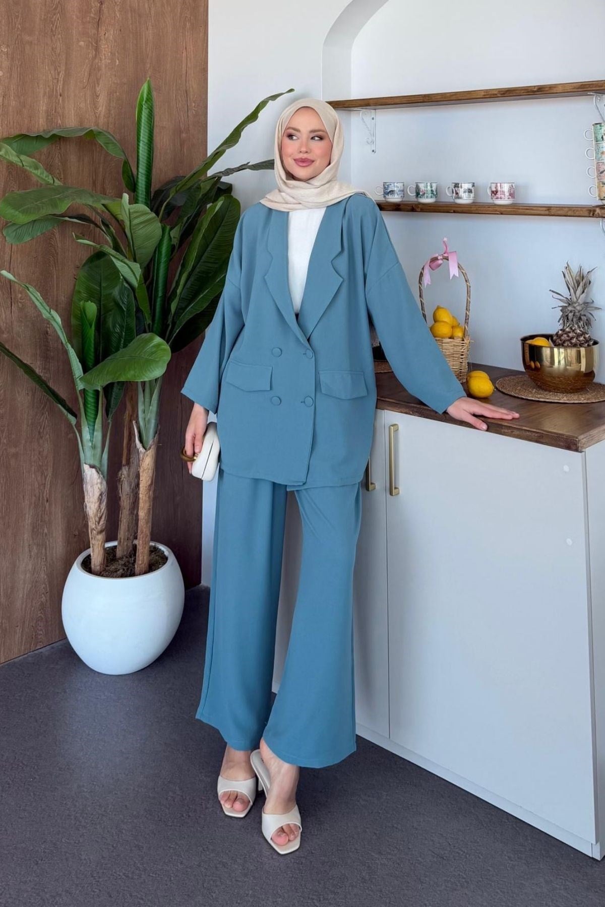 Stil Ceketli Takım Turkuaz, Fiyatları Stil Ceketli Takım Turkuaz | Haza Moda