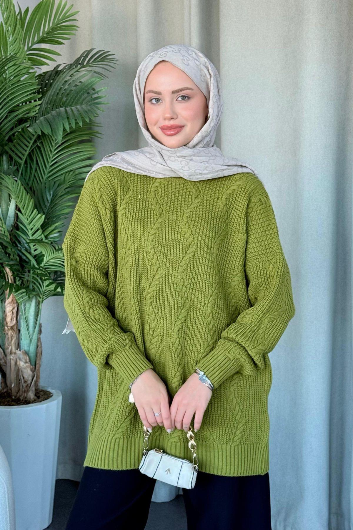 Suadiye Kazak Yağyeşili, Fiyatları Haza Moda | Tesettür Giyim | Suadiye Kazak Yağyeşili