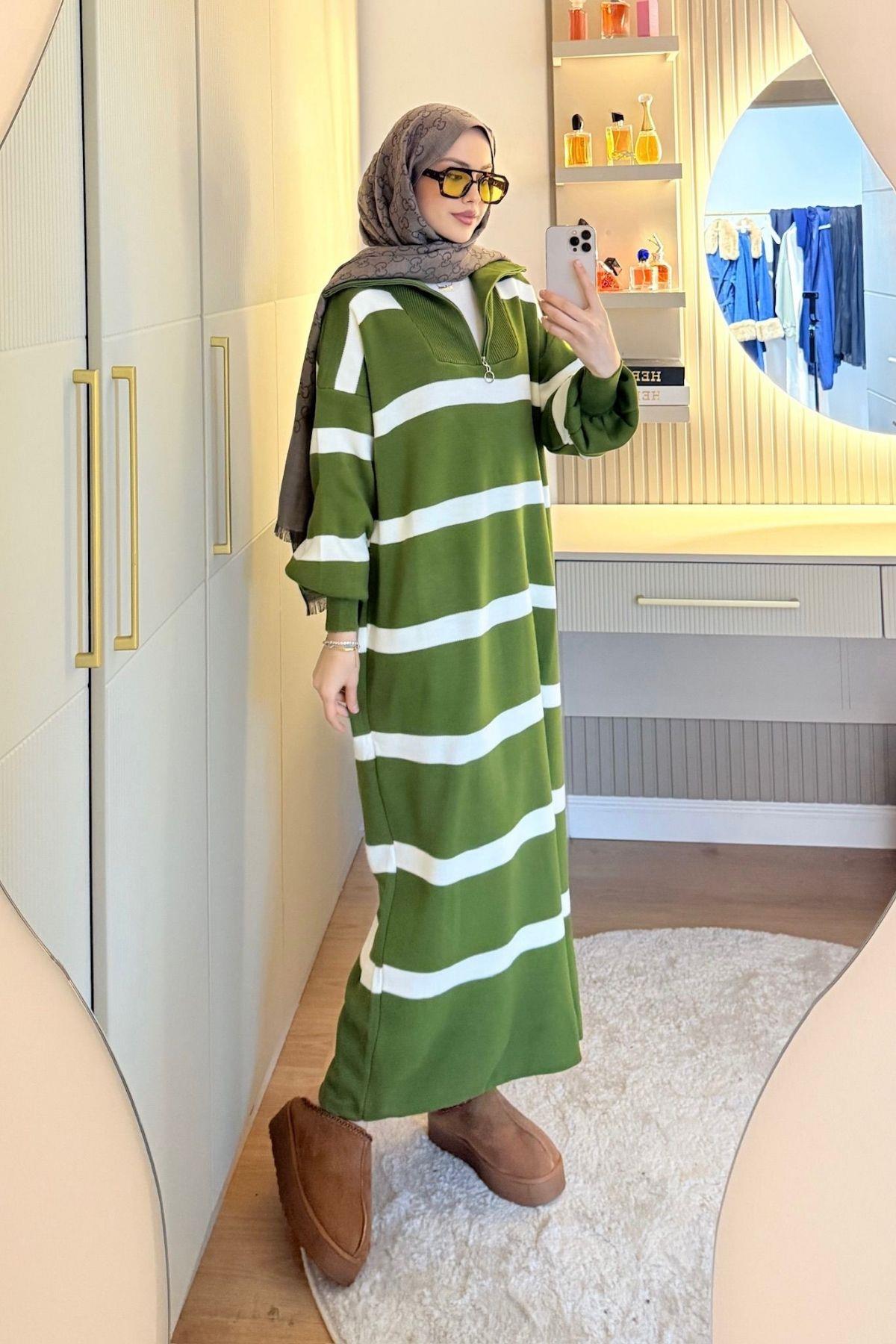 Sümeyye Triko Elbise Yağyeşili, Fiyatları Sümeyye Triko Elbise Yağyeşili - Haza Moda
