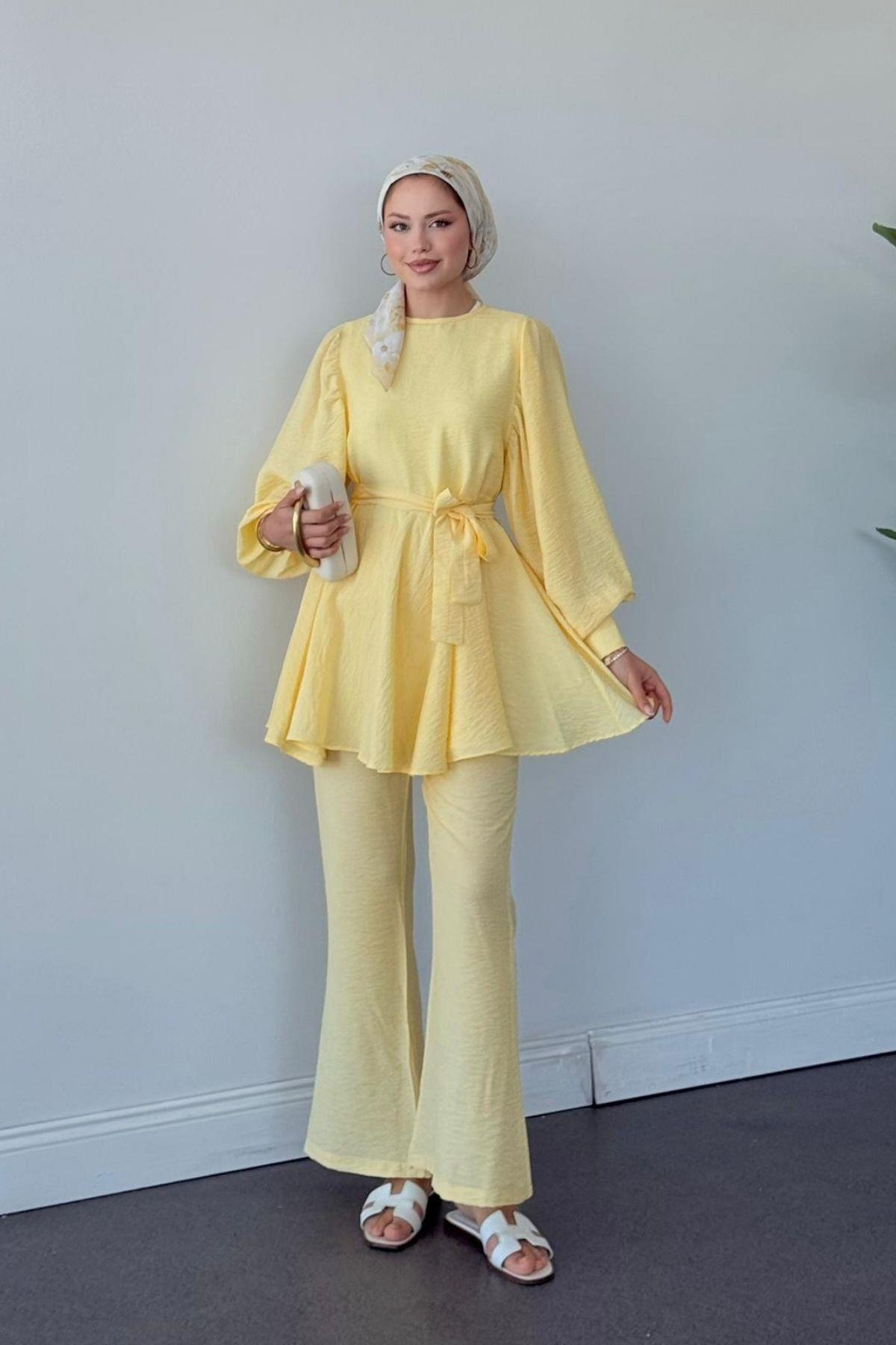 Tanya İkili Takım Sarı, Fiyatları Tanya İkili Takım Sarı- Haza Moda 