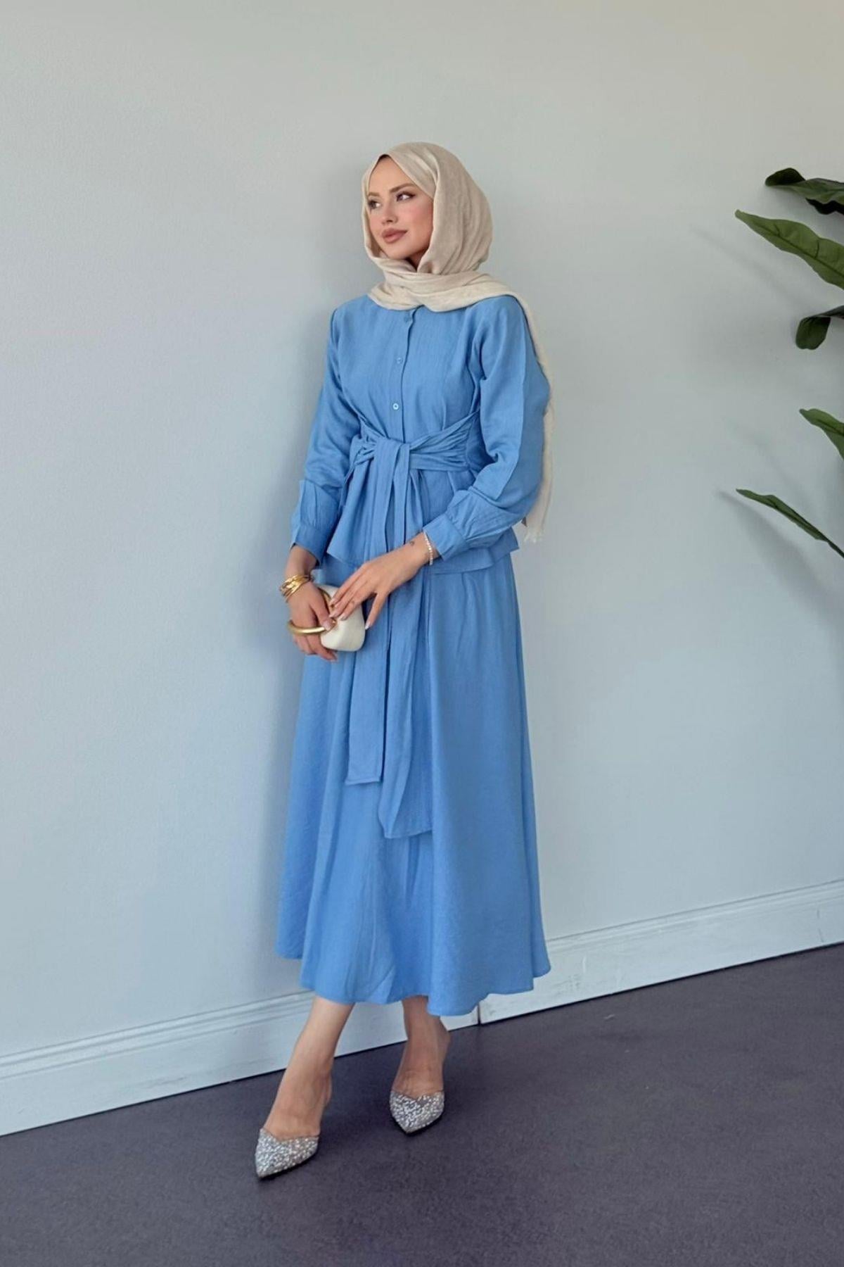 Tiny Bağlamalı Etekli Takım BEBE MAVİ, Fiyatları Tiny Bağlamalı Etekli Takım BEBE MAVİ- Haza Moda 