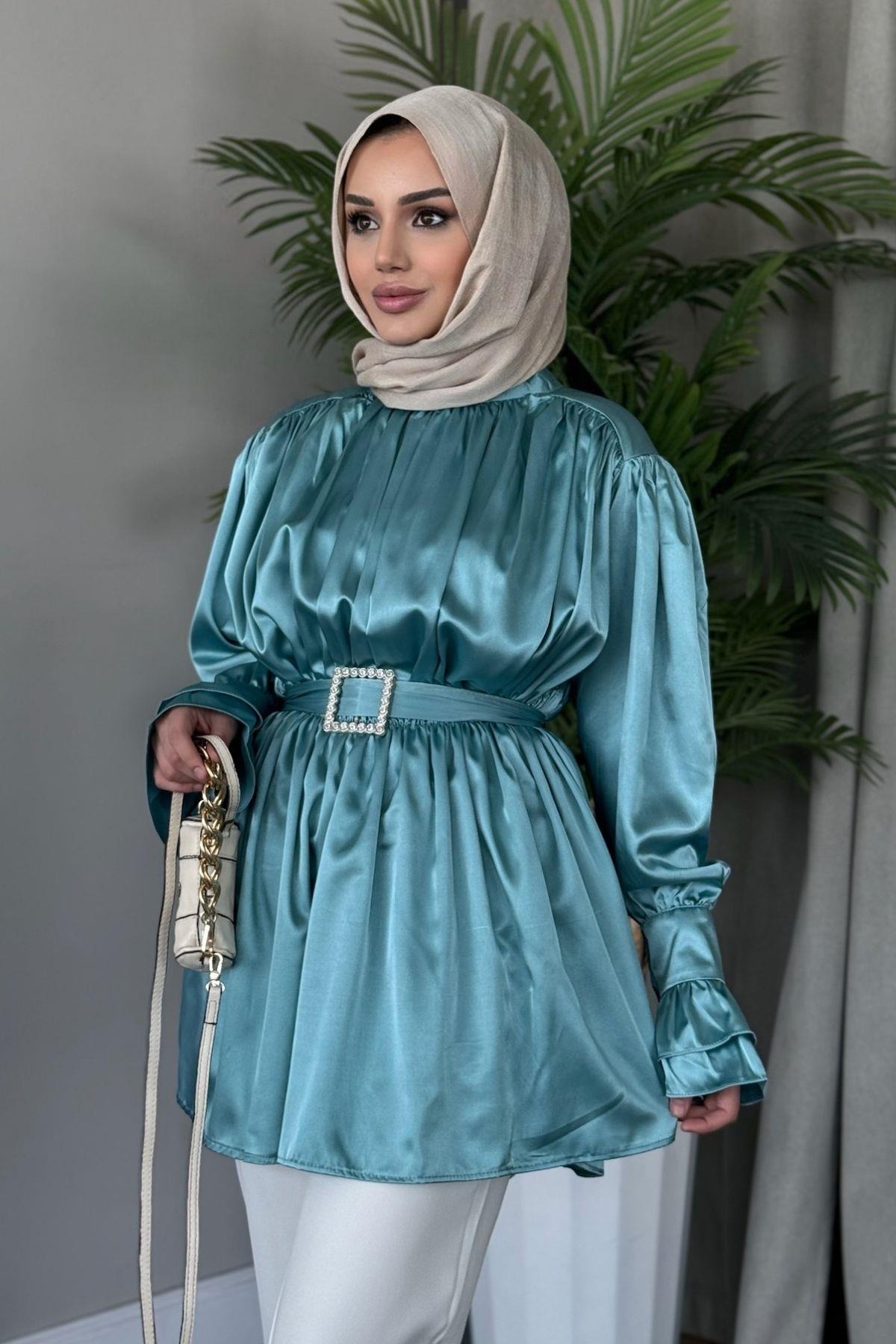 Tokalı Saten Tunik Mint, Fiyatları 