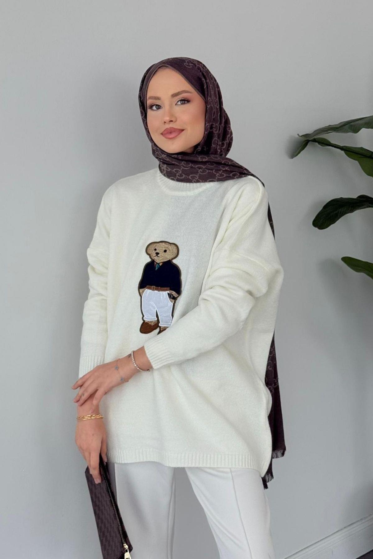 Tomy Muadil Kazak Beyaz, Fiyatları Erciyes Simli Kazak Lacivert - Haza Moda 
