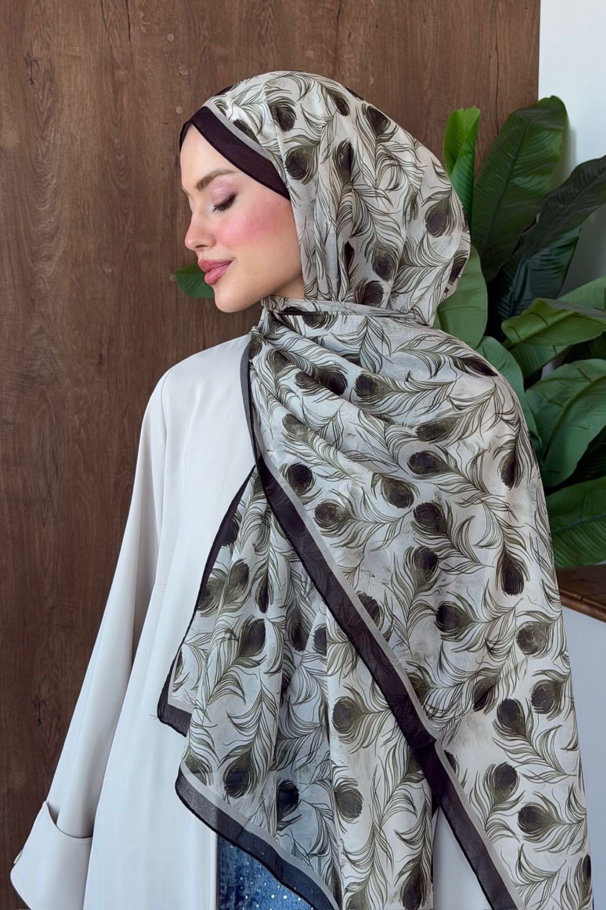 Tüy Desenli Şal Kahve, Fiyatları Tüy Desenli Şal Kahve | Haza Moda