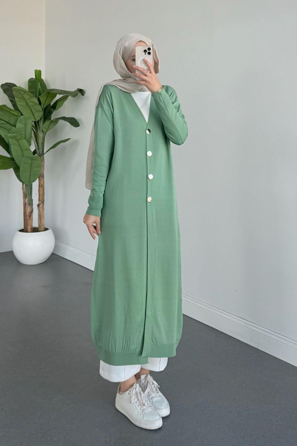 Uzun Soğuk İp Hırka Mint, Fiyatları Uzun Soğuk İp Hırka Mint- Haza Moda 